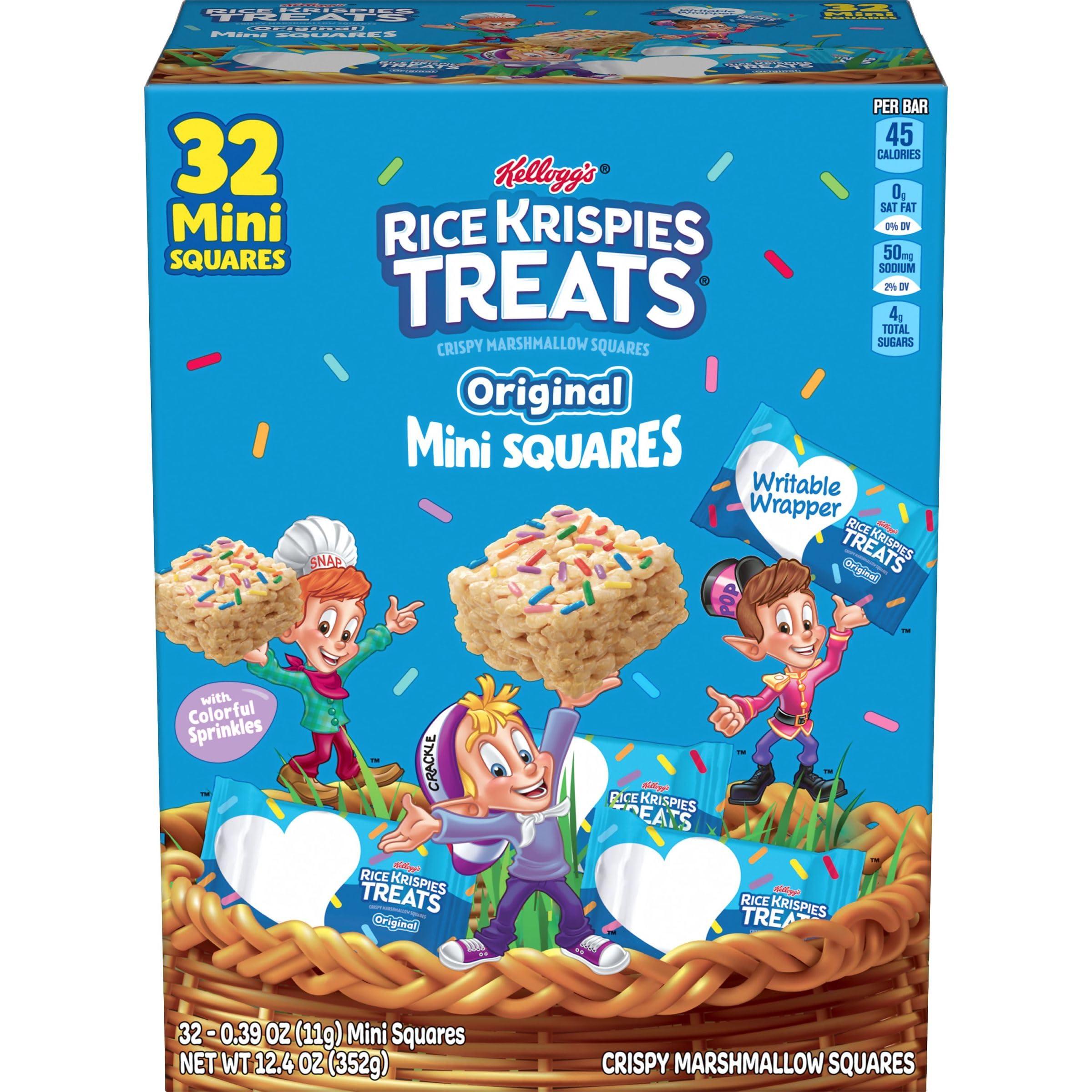 Rice Krispies Treats Crispy Mini Marshmallow Squares, Easter Snacks, Cereal Bars, Original with Colorful Sprinkles, 12.4oz Box (32 Count)