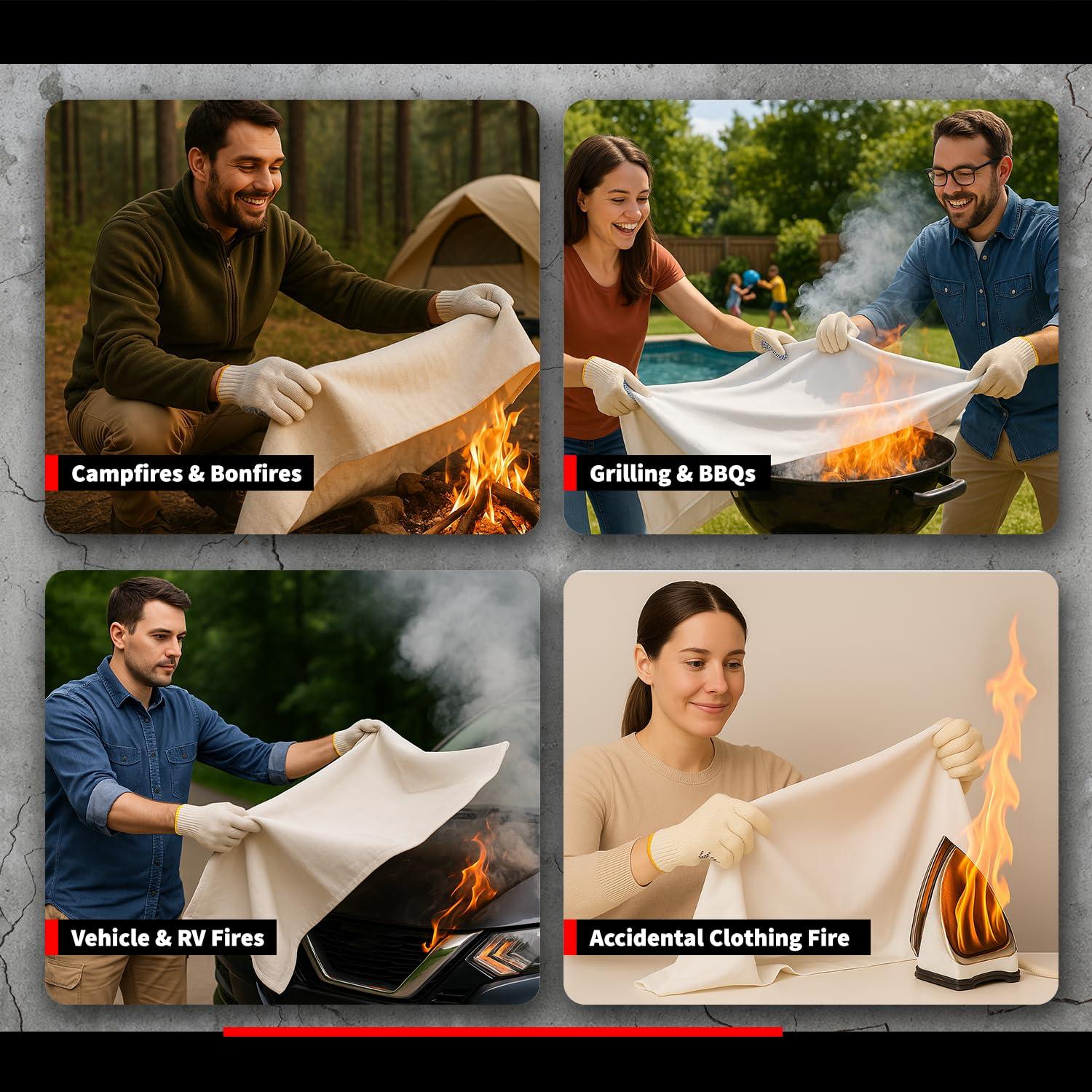 Protect Life Emergency Fire Blanket for Home & Kitchen, 40" x 40" Fiberglass Flame Retardant Fabric for Cooking & Clothing Mishaps, Fire Blankets Emergency for Home Safety, Camping & More (4 Pack) - Image 5