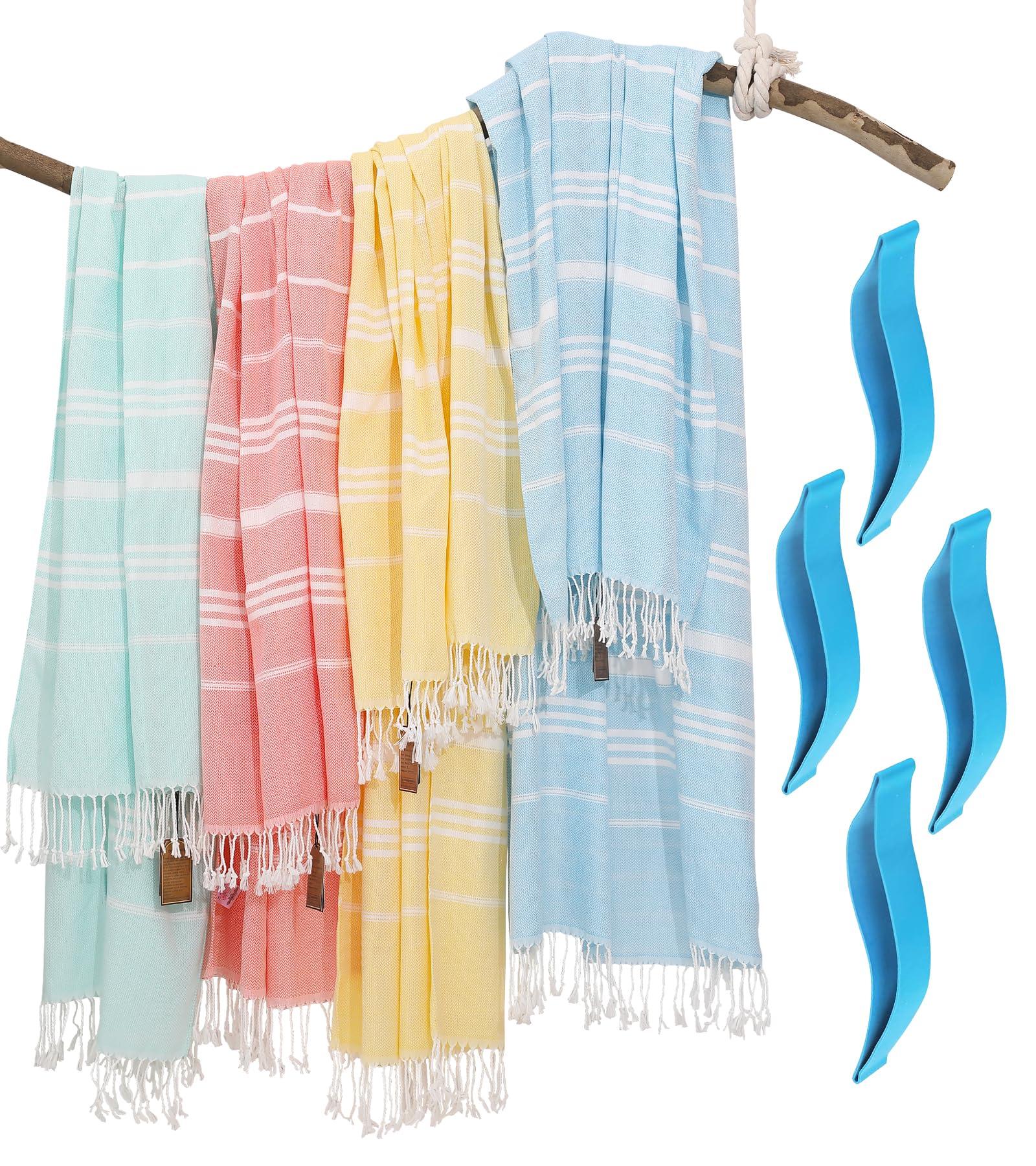4 Packs Turkish Beach Towel Pool Swim Towels Set Bulk Soft Cotton Extra Large Sand Free Quick Dry Thin Lightweight Travel Vacation Essentials Cruise Accessories Must Haves Clearance Sandless Oversized - Image 8