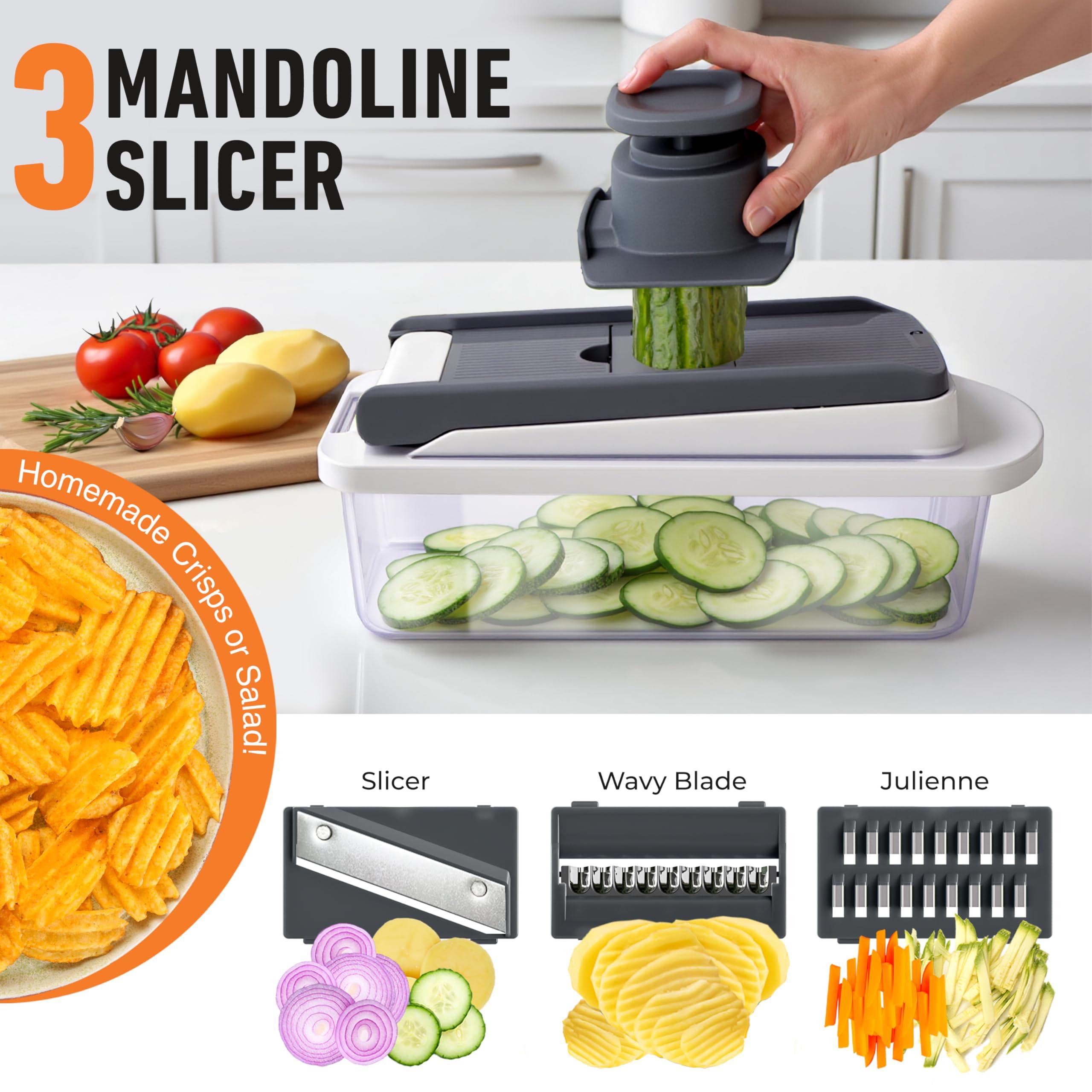 Mueller Pro-Series 10-in-1, 8 Blade Vegetable Chopper, Onion Mincer, Cutter, Dicer, Egg Slicer with Container, French Fry Cutter Potatoe Slicer, Home Essentials & Kitchen Gadgets, Salad Chopper - Image 7