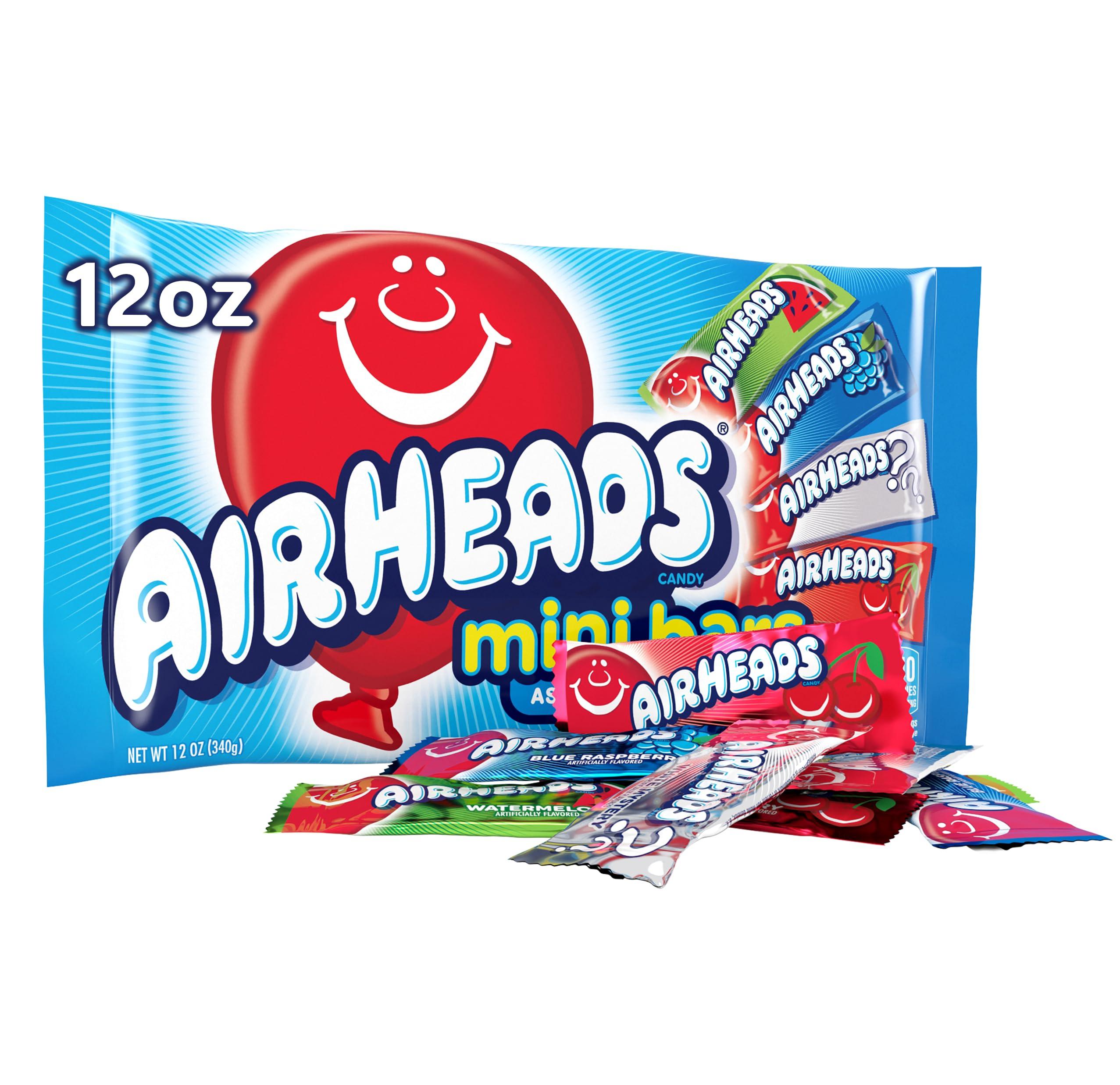 Airheads Candy, Variety Bag, Individually Wrapped Assorted Fruit Mini Bars, Party, Non-Melting, 12oz (1 Bag)