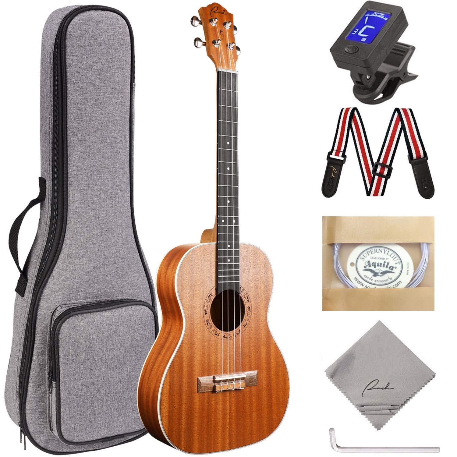 Ranch Baritone Ukulele 30 inch Ukelele Instrument Kit for Beginners Starter Pack Bundle Gig bag, Tuner, Strap, Adjustable Tool Set