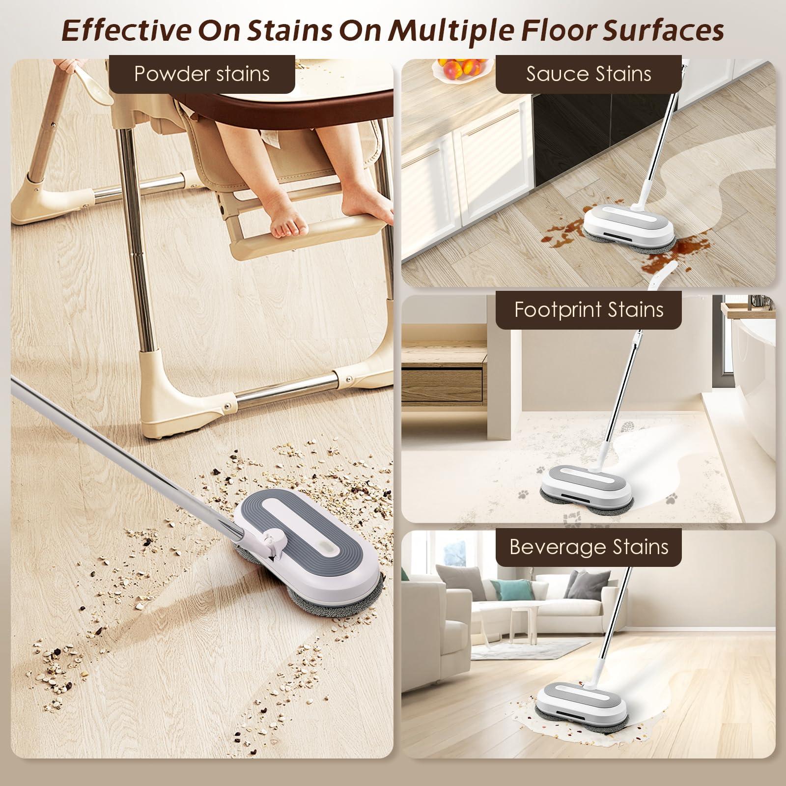 Hapyvergo Cordless Electric Spin Mop for Floor Cleaning with Water Sprayer, LED Headlights Automatic Mop for Hardwood Floors, Suitable for Wooden, Marble, Tile, Hardwood Floor, 4 Mop Pads - Image 6
