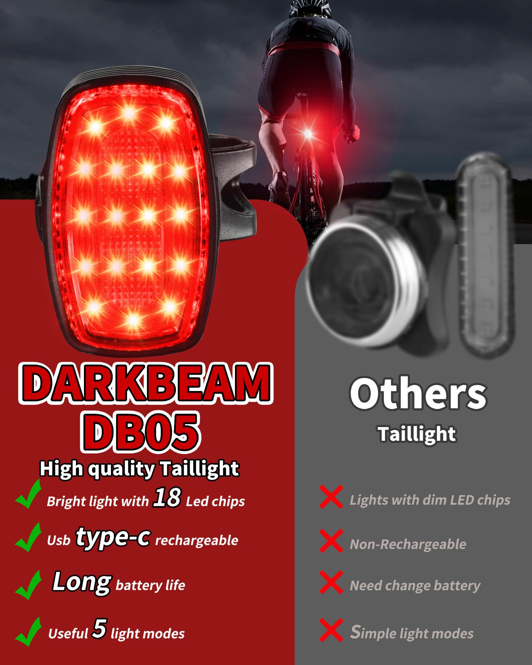DARKBEAM Bike Headlight Rechargeable USB-C, Bicycle Lights 4000LM Ultra Bright, Mountain Bike Light Set for Night Riding, 6+5 Mode Waterproof Front Bike Light & Rear Light for Road, Cycling - Image 7