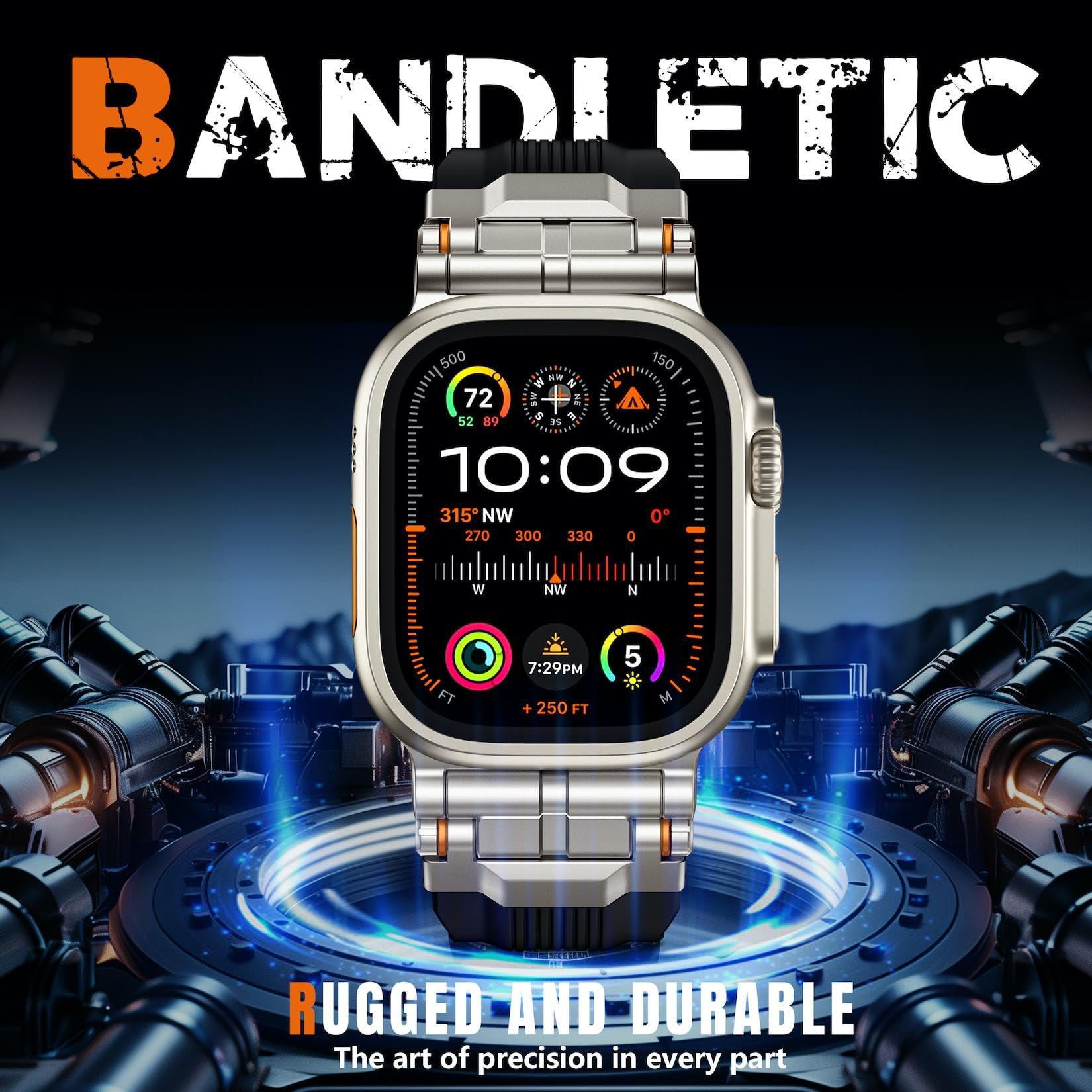 Bandletic Magnetic Watchband + Sport Rugged Strap Compatible with Apple Watch Ultra 2/Ultra Band 49mm - Waterproof Strap for for iWatch Series SE2/SE/10/9/8/7/6/5 46mm 45mm 44mm 42mm (Series 3/2/1) - Image 6