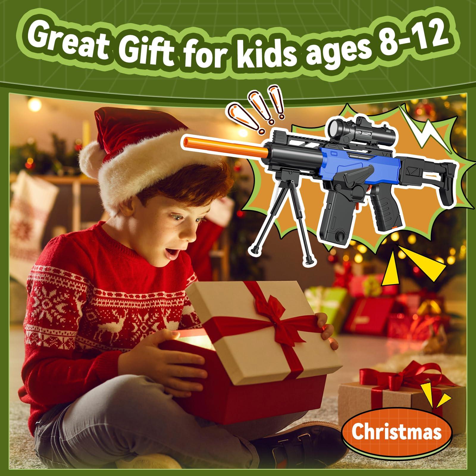 Toy Gun Automatic Sniper Rifle with Scope, Tactical Vest Kit, Toy Foam Blasters with 200 Soft Bullets, 2 Magazinine and Bipod, Electric Gun for Boys Age 8-12, Gifts for Birthday Christmas - Image 7