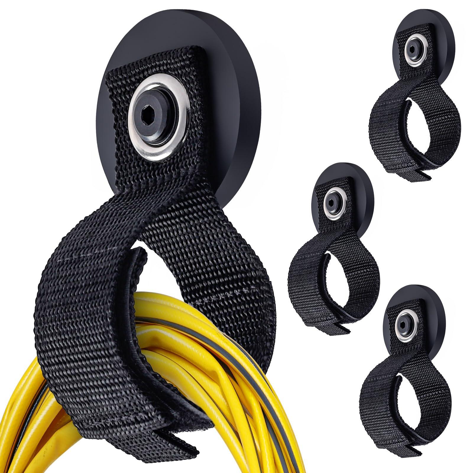 Homde 4pcs Strong Magnetic Hook, Heavy Duty Magnet Tool Holder 2.6 inch for Hanging, Utility Garage Hanger for Hose, Cable, for Garage, Workshop, RV(4 Black)