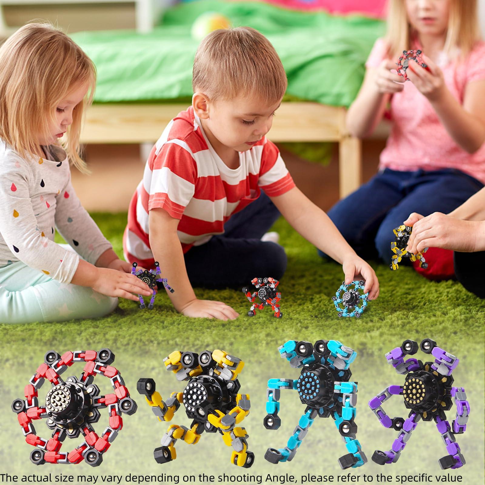 Gokeey Transformable Fidget Spinners 4 Pcs for Kids and Adults Stress Relief Sensory Toys for Boys and Girls Fingertip Gyros for Party Favors Stocking Stuffers Bulk for Kids - Image 4