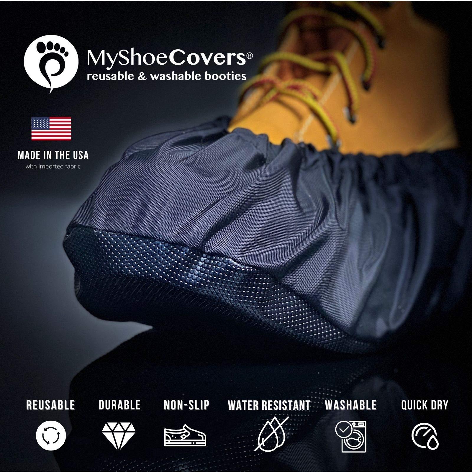 MyShoeCovers Premium Reusable Shoe and Boot Covers for Contractors - 1 Pair, Non-Slip, Black, Large - Image 2
