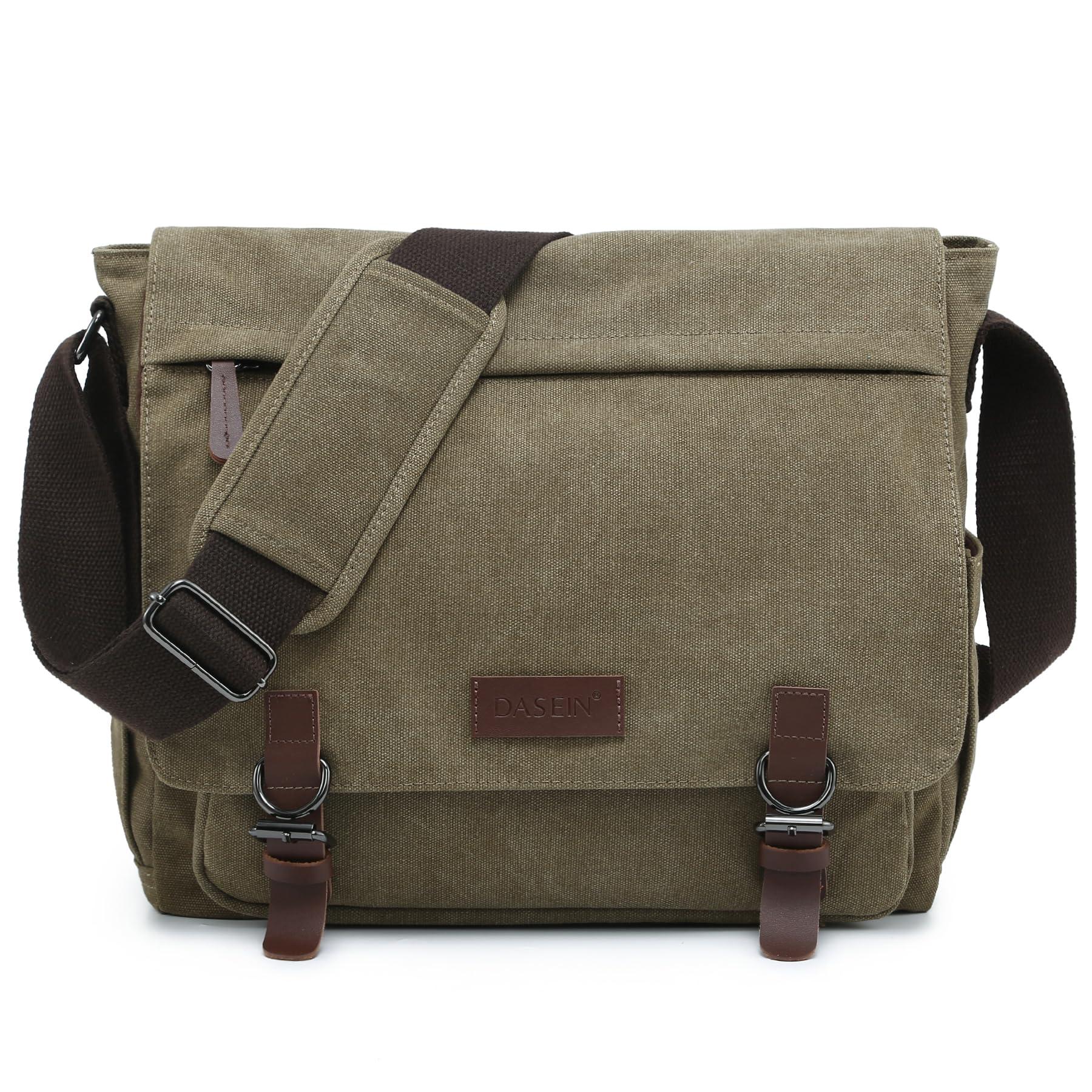 Large Vintage Canvas Messenger Shoulder Bag Travel Crossbody Purse Briefcase Business Bag for 15inch Laptop - Image 1