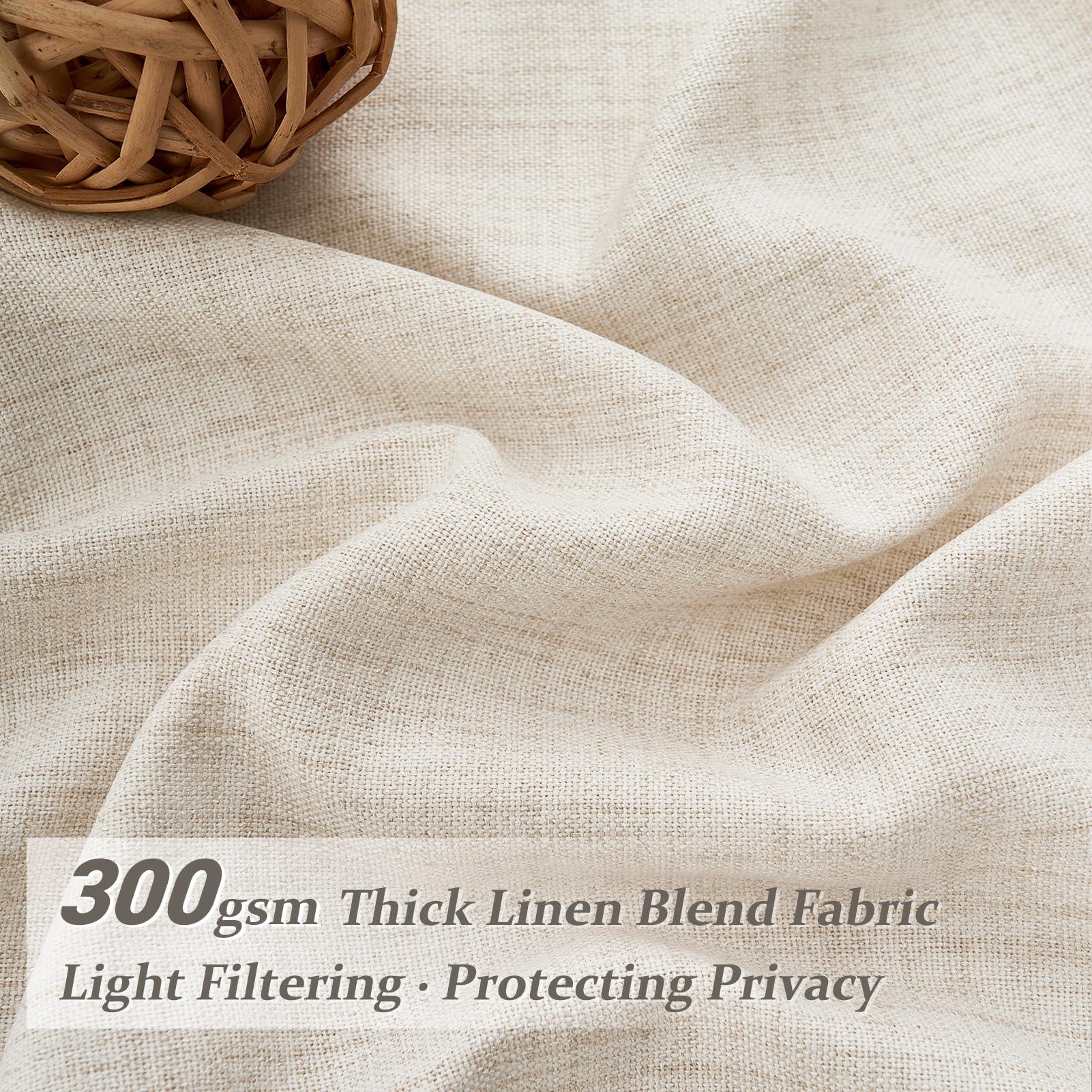 Pinch Pleat Thick Linen Viral Curtains 84 Inch Length 2 Panels Set for Living Room,Cream Beige Neutral Pleated Semi Sheer Curtain Light Filtering Privacy Let Light in Bedroom Window Drapes 40" Wx84 L - Image 2