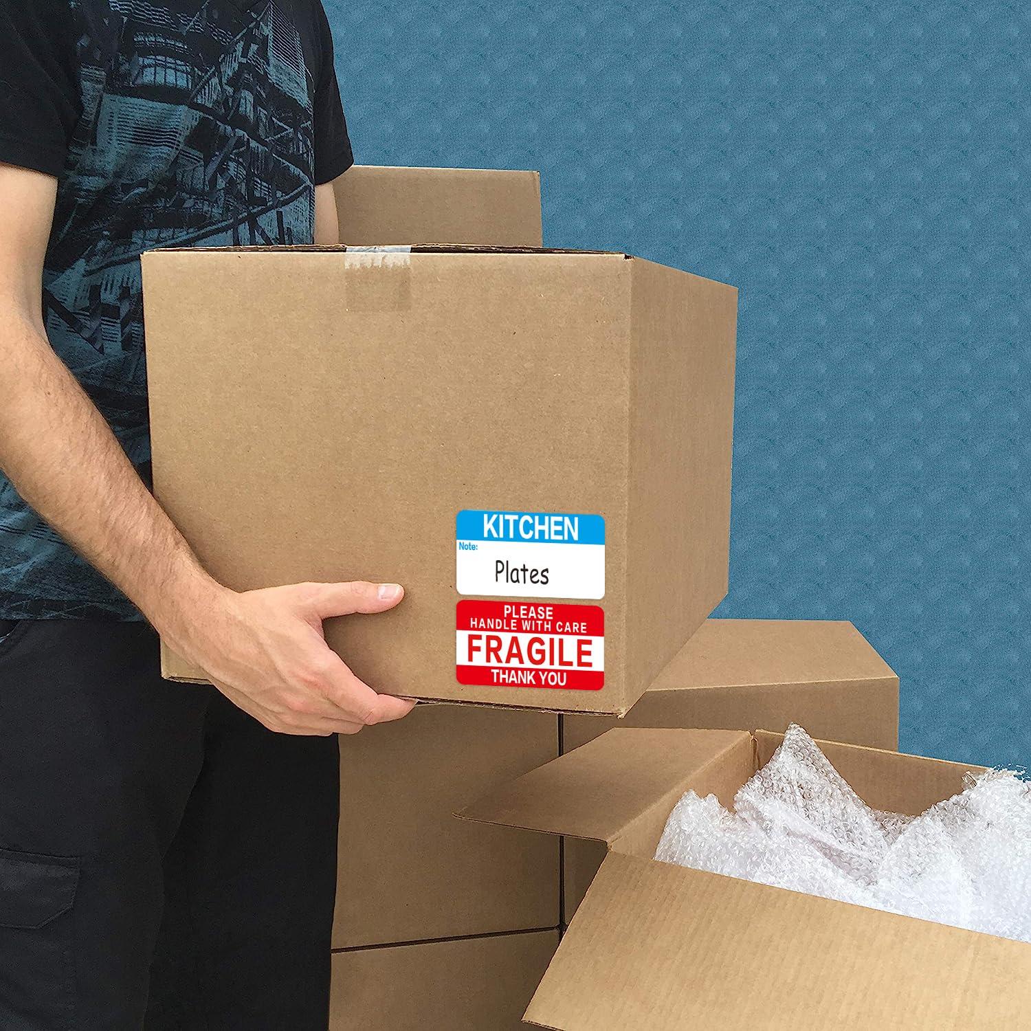 300 Count 3.5 x 2 Large Home Moving Packing Box Labels for 3-4 Bedroom House with Writable Notes Areas, 6 Color Coded Moving Labels for Boxes + Fragile Moving Stickers - Image 6