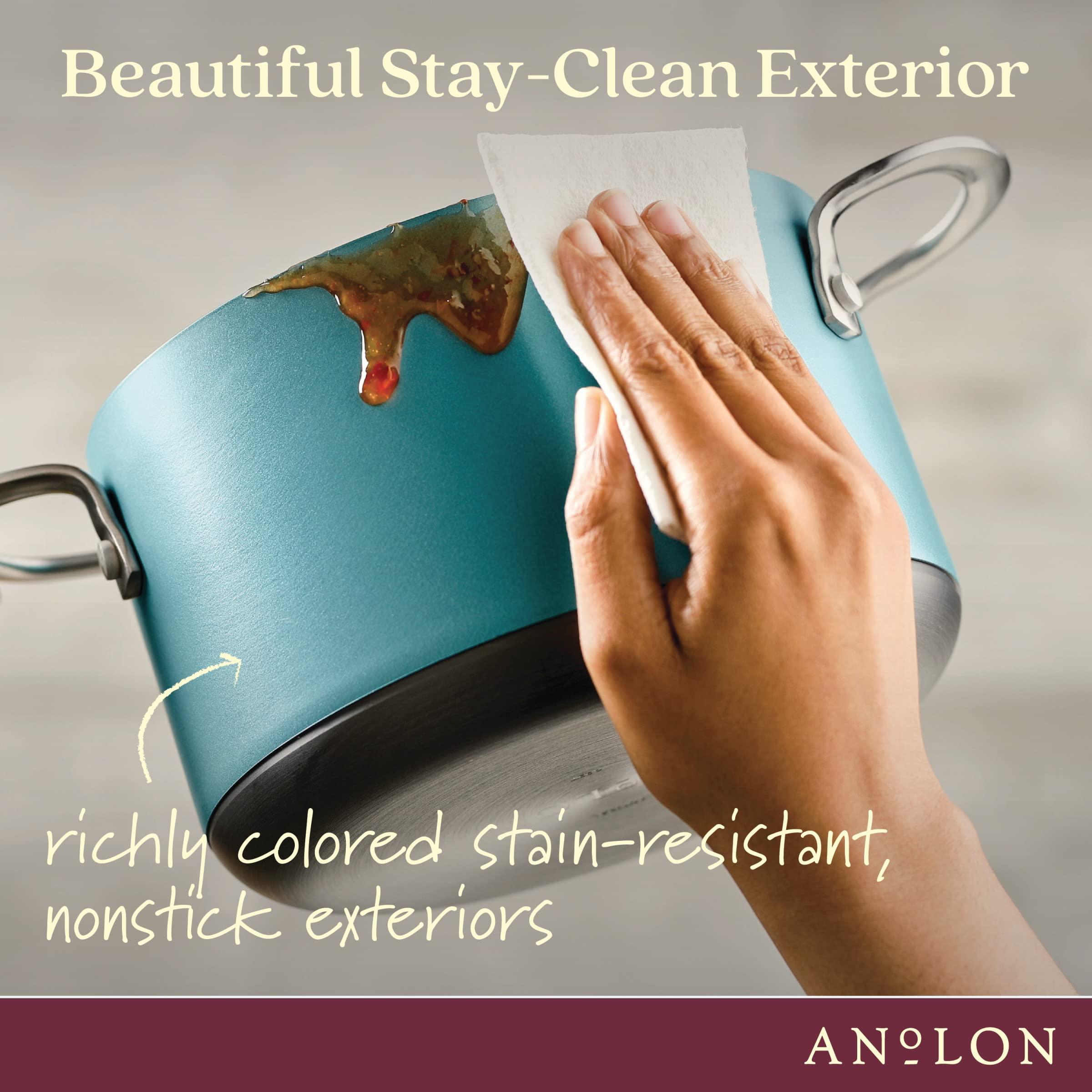 Anolon Achieve Hard Anodized Nonstick Saucepot with Lid, 4 Quart, Teal - Image 6