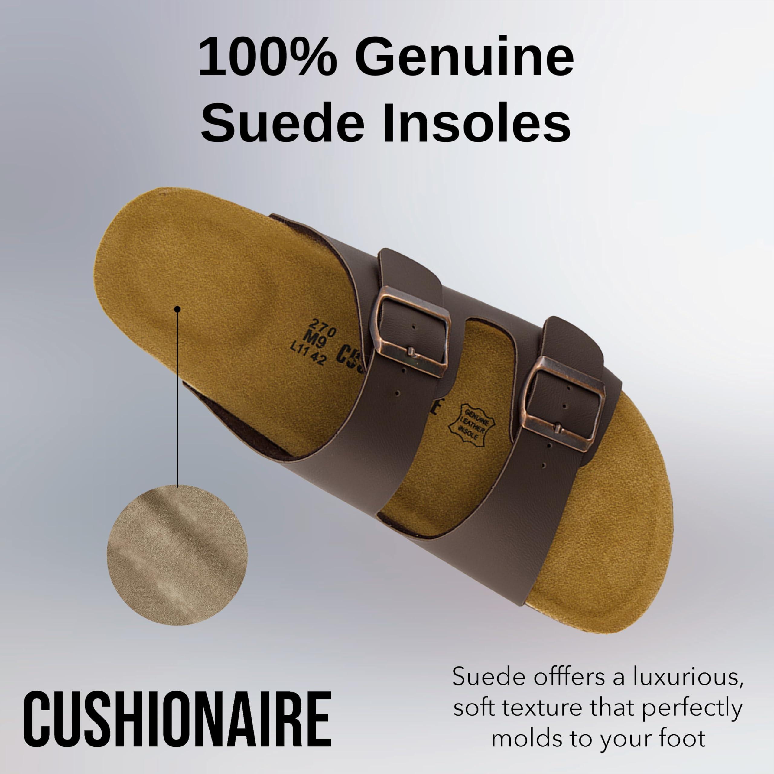 CUSHIONAIRE Lane Cork Footbed Mens Sandals, Adjustable Buckle Comfort Slides for Men, Genuine Leather Insole Summer Sandals Men Footwear - Image 3
