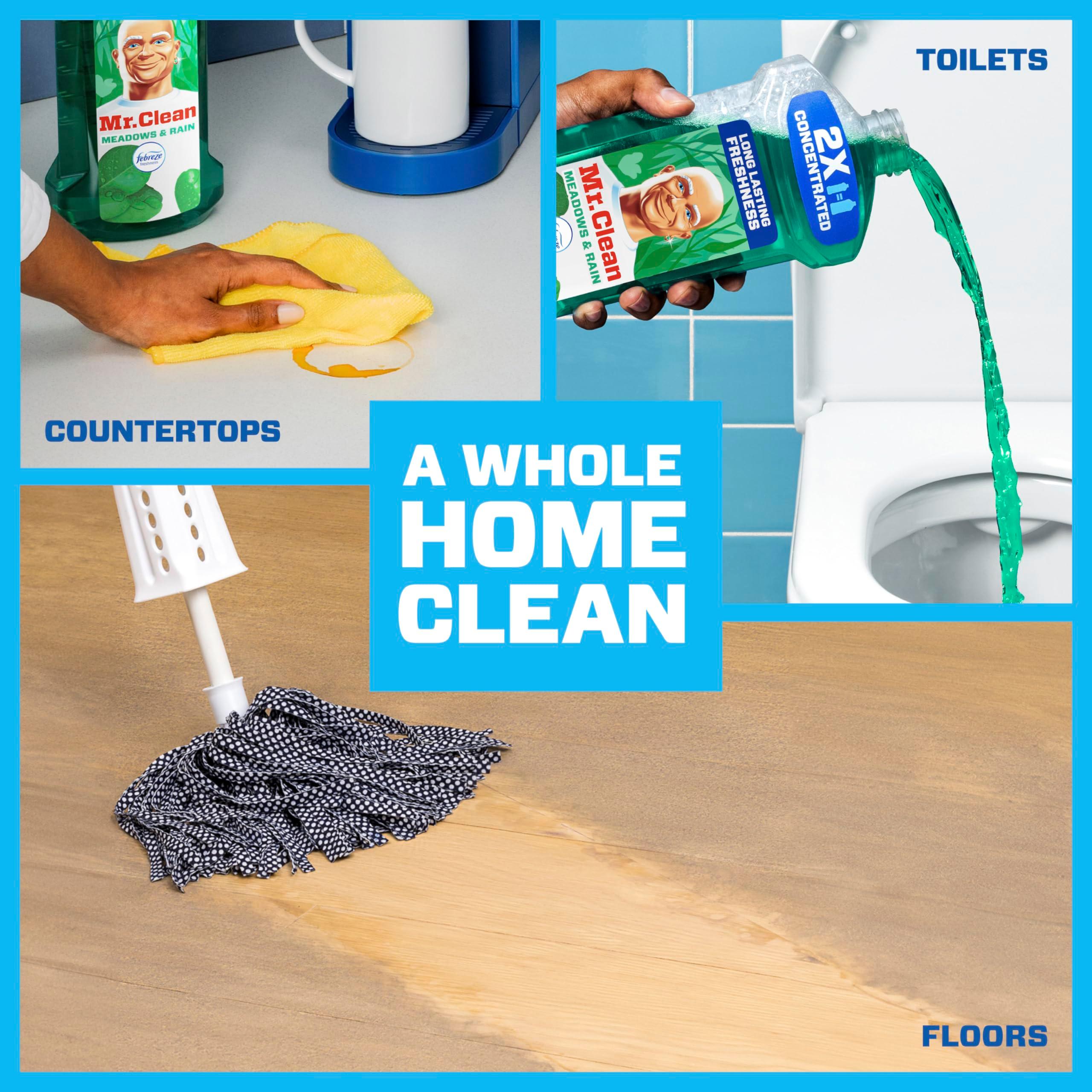 Mr. Clean All Purpose Cleaner, Floor Cleaner for Mopping Home, Bathroom, & Kitchen, Cleaning Liquid for Mop & Bucket, Cleaning Supplies, Multi-Surface Dilutable, Meadows & Rain, 41oz - Image 3