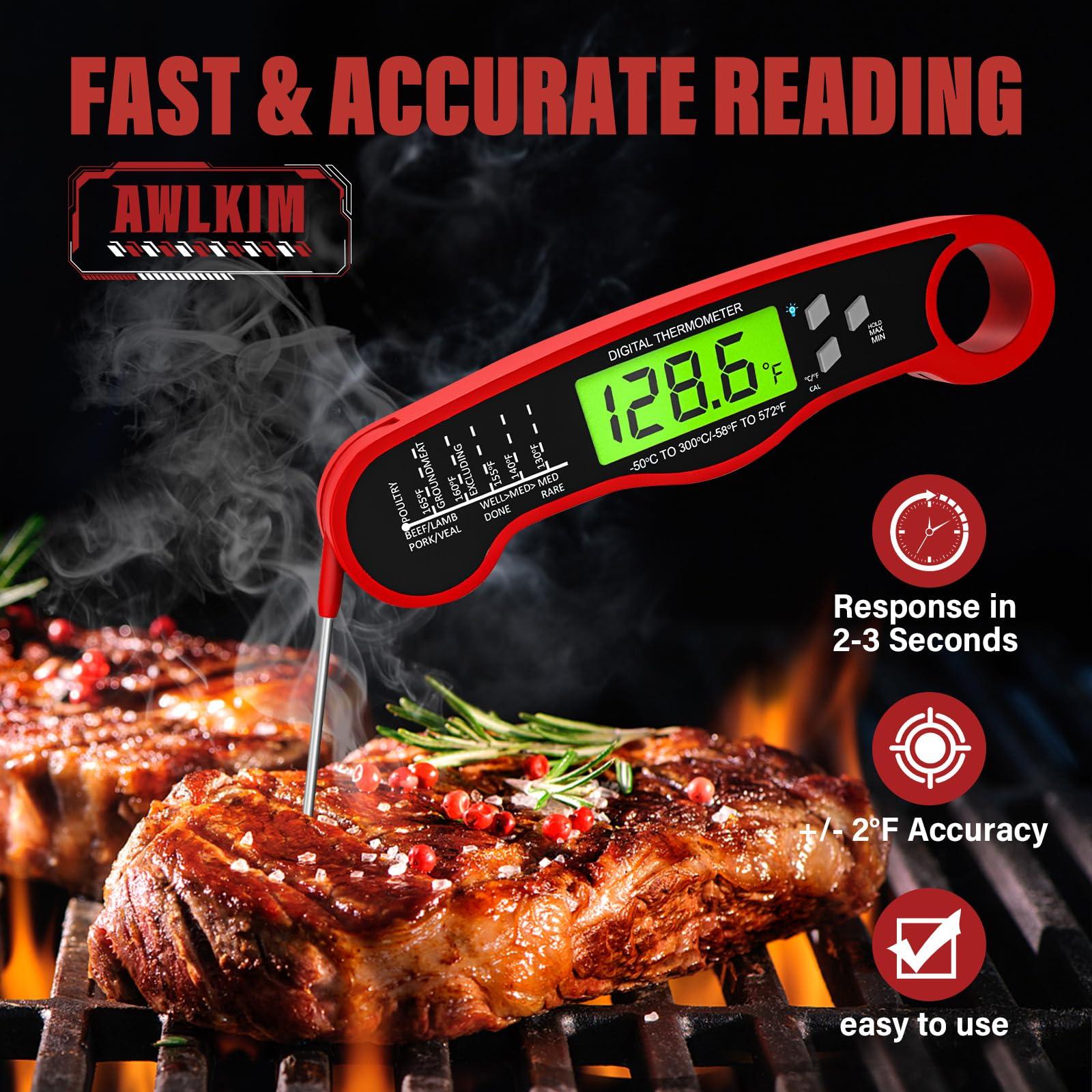 AWLKIM® Digital Meat Thermometer for Cooking, Instant Read Food Thermometer with Backlight & Hold Function - Kitchen Appliances Essentials for BBQ, Stocking Stuffers Gifts for Men Him Dad Birthday - Image 2