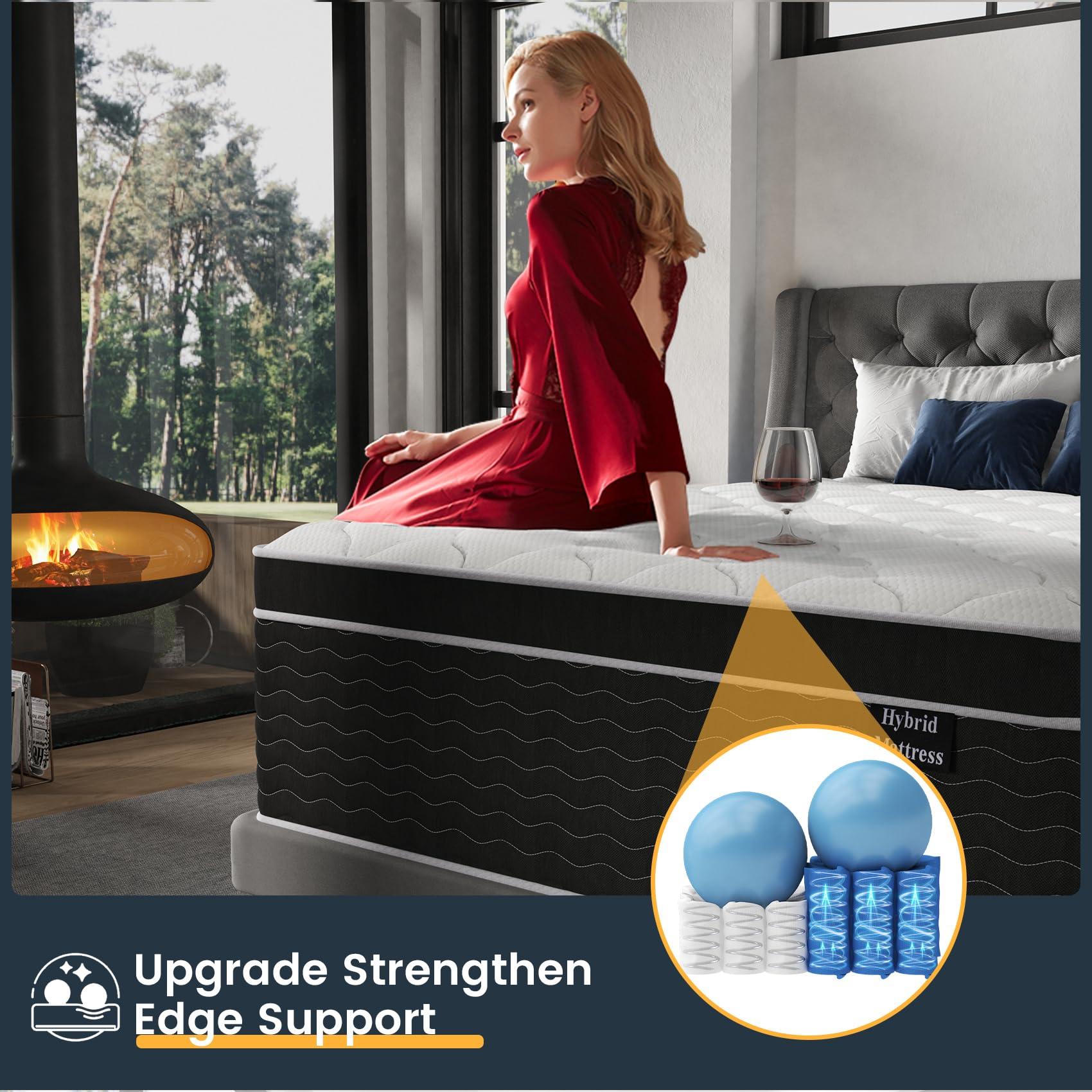 Ruoysun 14 Inch King Size Mattress in a Box, Cooling& Breathable Firm Mattress with Gel Memory Foam and Pocket Springs for King Size Bed, Motion Isolation, 100 Night Sleep Trial, CertiPUR-US Certified - Image 2