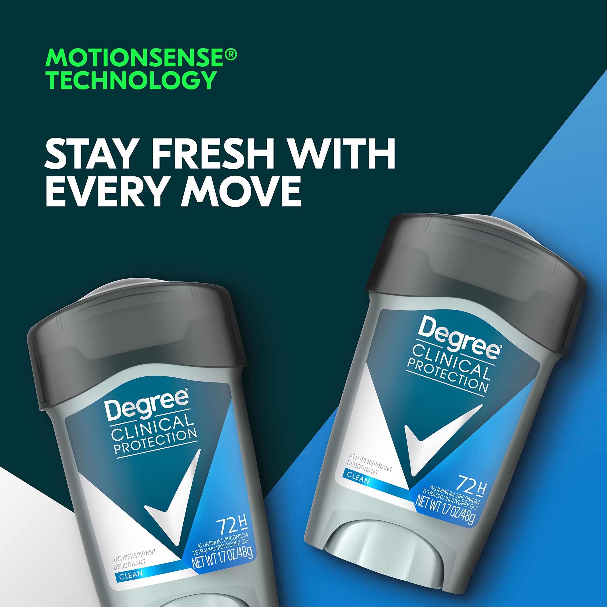 Degree Men Antiperspirant Deodorant Clean 72-Hour Sweat & Odor Protection Prescription-Strength Antiperspirant For Men with MotionSense Technology 1.7 oz - Image 9