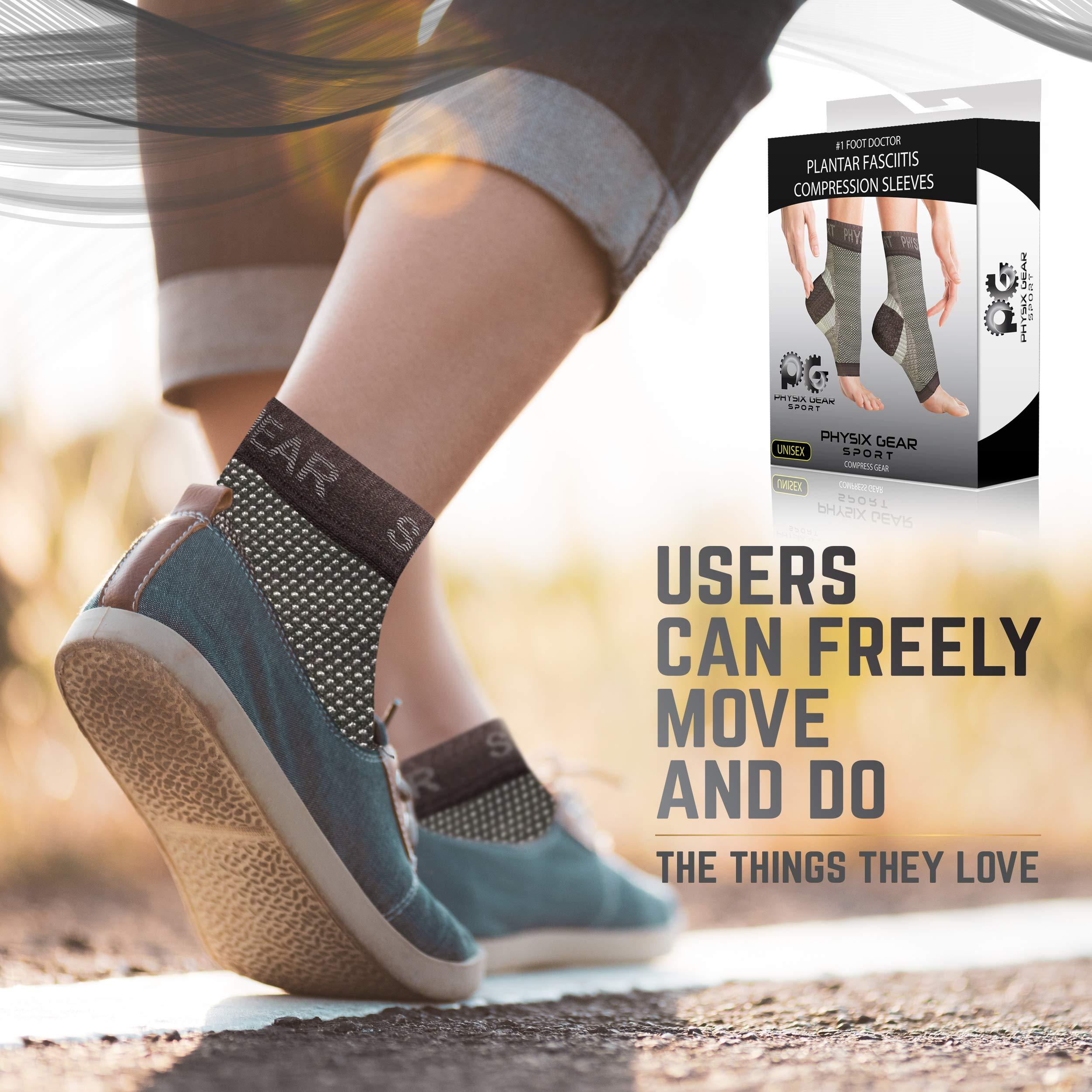 Physix Gear Sport Plantar Fasciitis Socks with Arch Support for Men & Women - Ankle Compression Sleeve, Toeless Compression Socks Foot Pain Relief, Ankle Swelling Better than Night Splint, Black L/XL - Image 6
