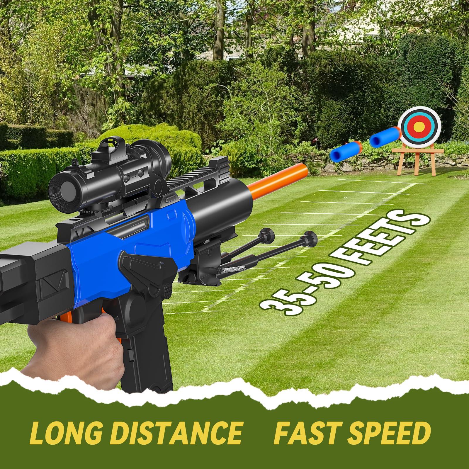 Toy Gun Automatic Sniper Rifle with Scope, Tactical Vest Kit, Toy Foam Blasters with 200 Soft Bullets, 2 Magazinine and Bipod, Electric Gun for Boys Age 8-12, Gifts for Birthday Christmas - Image 5