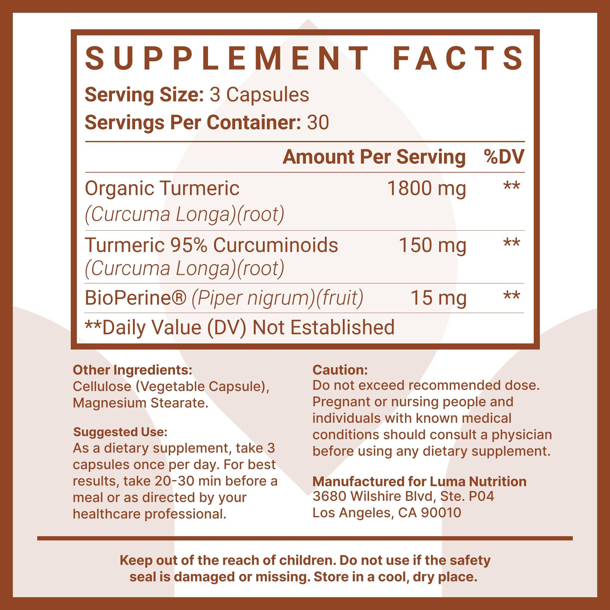 Turmeric Curcumin with Black Pepper - 95% Curcuminoids - 1950mg Per Serving - Premium Turmeric Supplement - with BioPerine for Max Absorption - Made in USA - 90 Capsules - Image 7