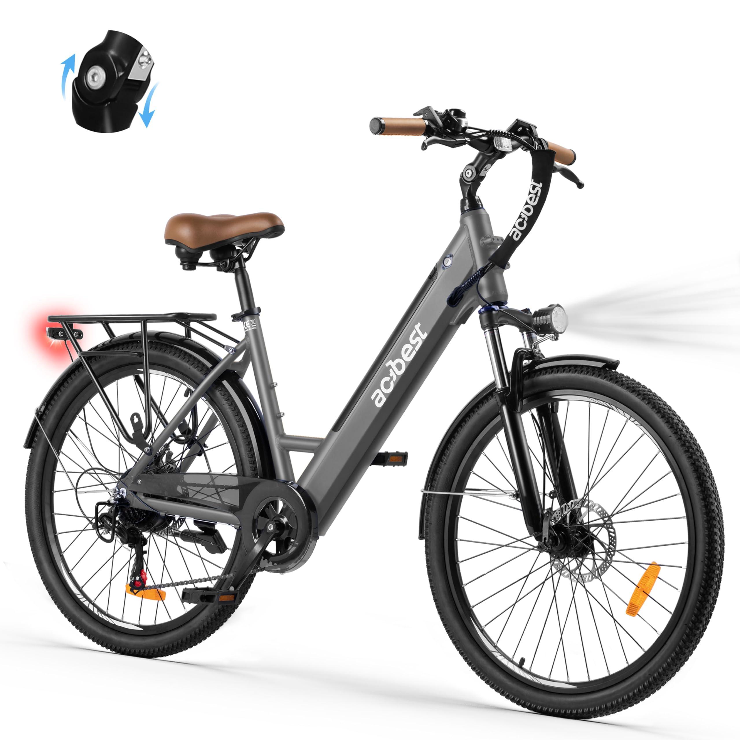 ACTBEST Core Electric Bike for Adults - 468Wh Removable Battery, 26 inch Step Thru Electric Bicycle, Peak 750W Brushless Motor Cityrun Ebike, with 7 Speed, Up to 50 Miles, E-Bikes