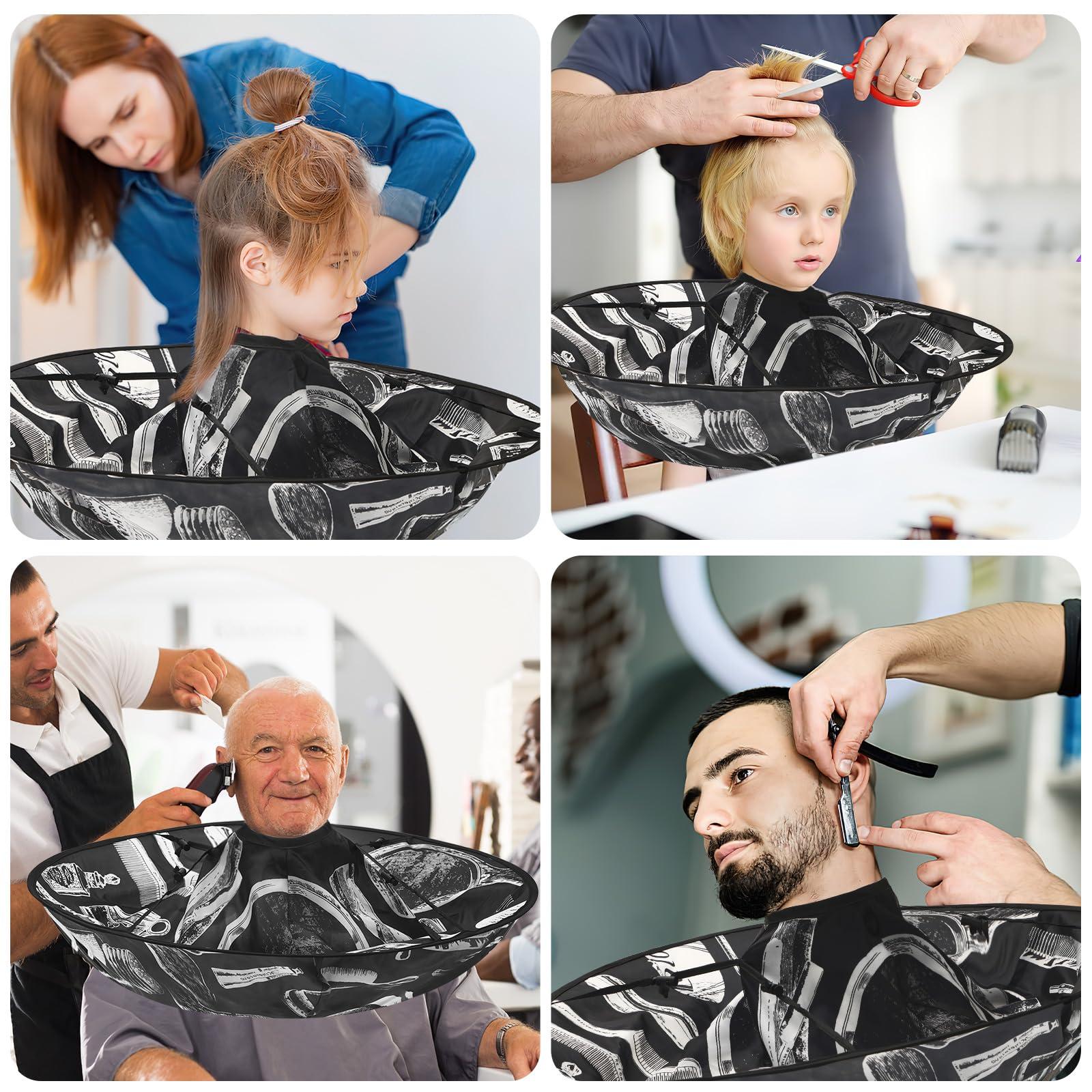 FEBSNOW Hair Cutting Cloak Cape, Black Prints Adjustable Haircut Cape Foldable Umbrella for Adults Kids Home Salon Barber Supplies - Image 7