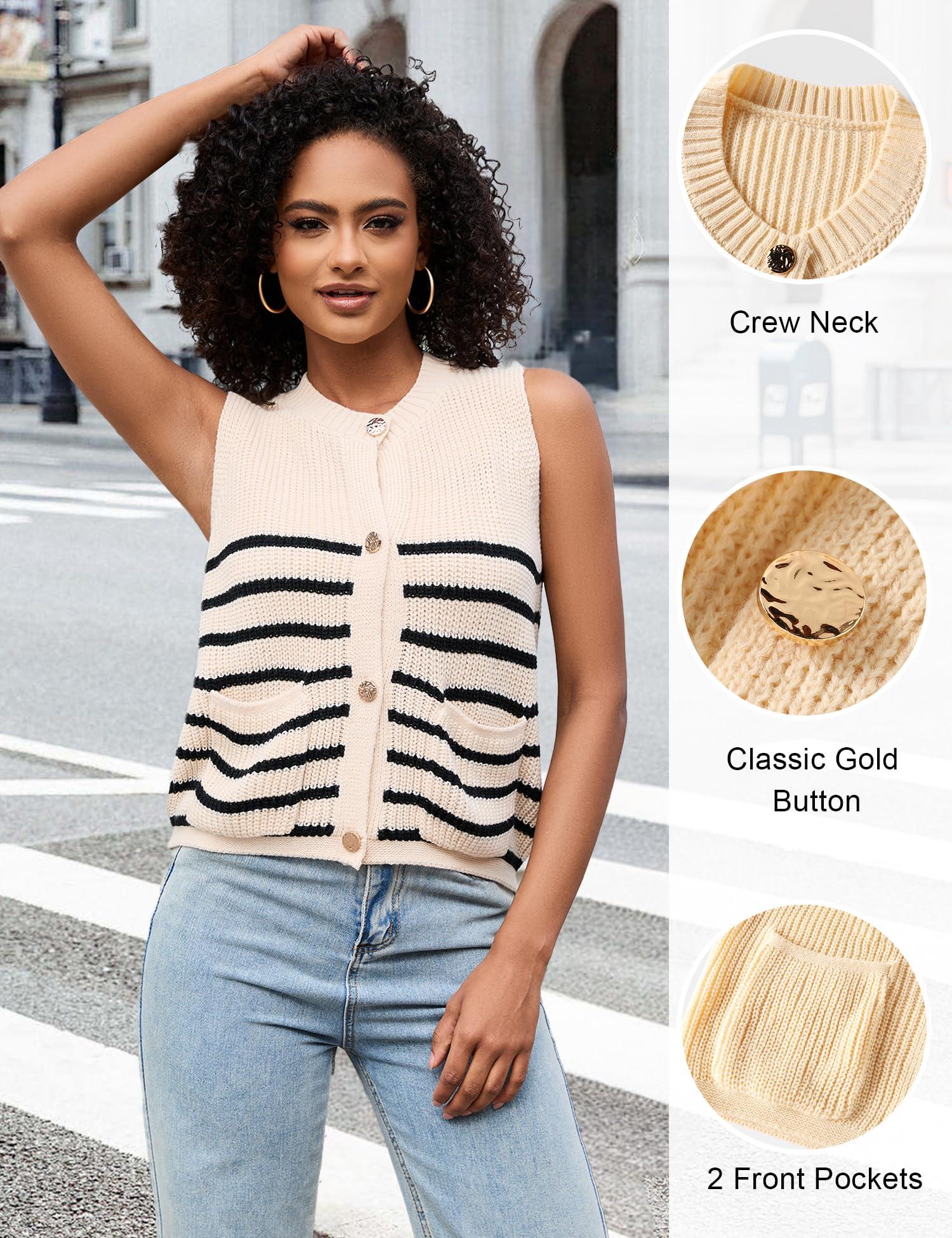 LUYAA Womens Sleeveless Sweater Vest Crochet Chunky Button Down Cardigan Vests Tops 2025 Trendy Summer Casual Outfits - Image 4