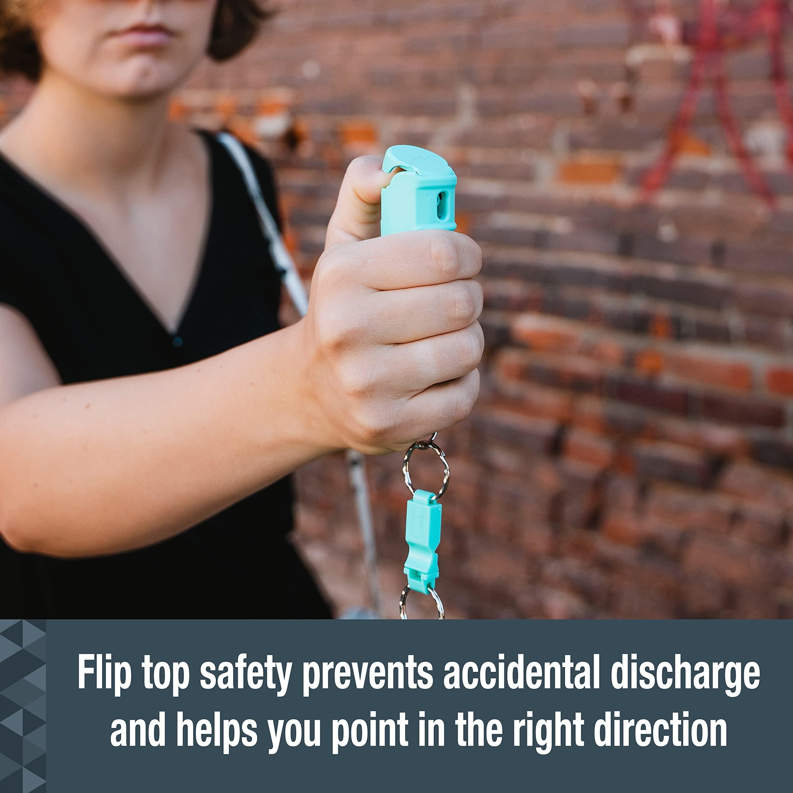 SABRE 2-in-1 Pepper Gel with Detachable Safety Whistle Keychain, 25 Bursts, Can Be Heard Up To 750 Feet (229 Meters), UV Marking Dye, Ergonomic Finger Grip, Fast Flip Top Safety - Image 5