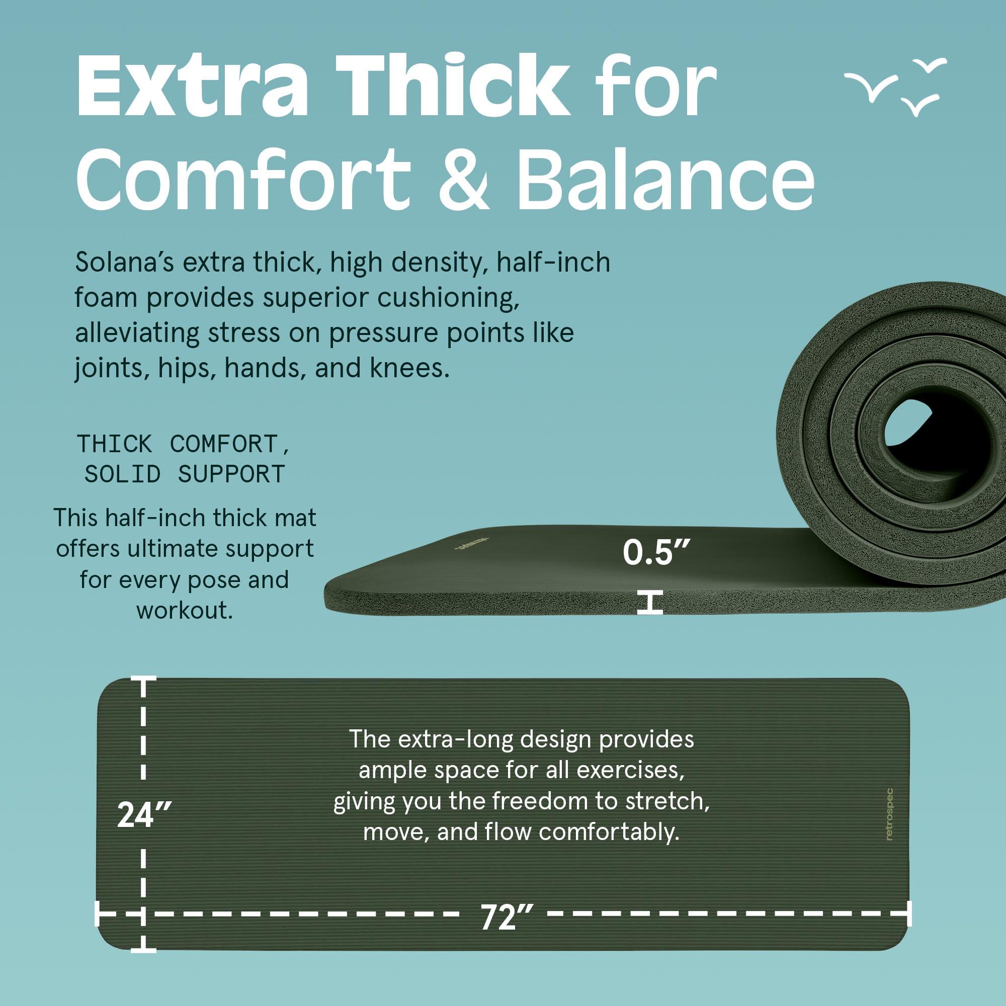 Retrospec Solana Yoga Mat 1/2" Thick w/Nylon Strap for Men & Women - Non Slip Exercise Mat for Yoga, Pilates, Stretching, Floor & Fitness Workouts - Image 3