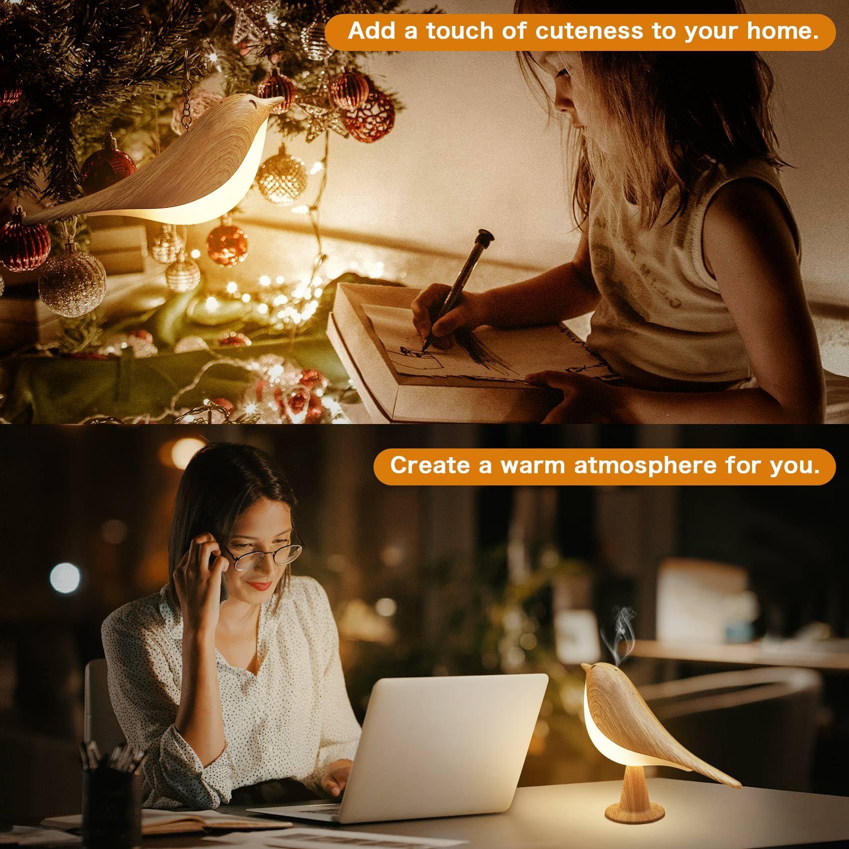 VViN 2 in 1 Small Desk Lamp, Bird Cordless Table Lamp with 3 Color Temperature Dimmer and Touch Sensor - Rechargeable Battery Night Light for Kids, Bedroom, Bedside, and Outdoor Use - Image 4