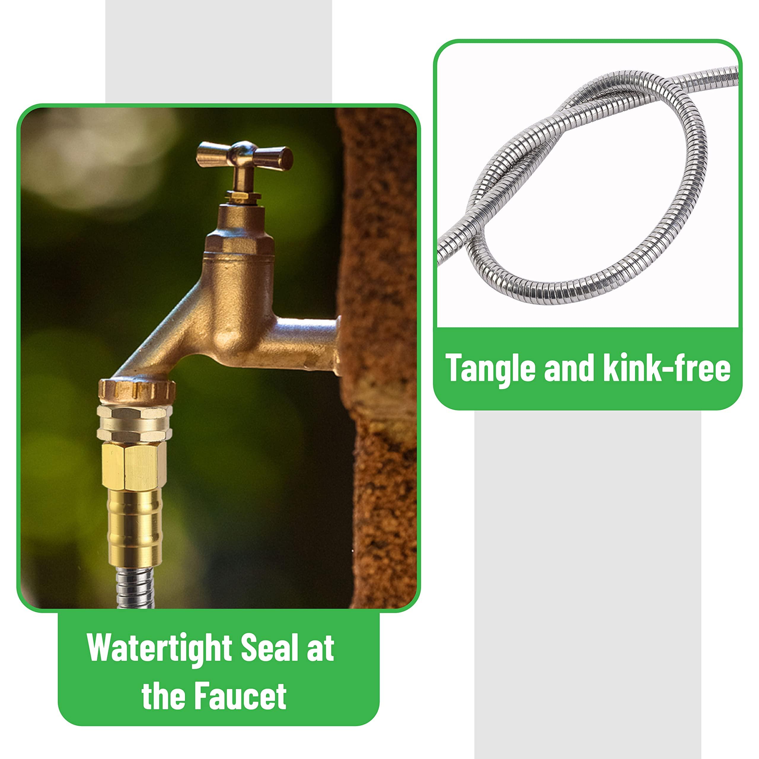 UNCO 10 Feet Stainless Steel No Kink Metal Garden Hose - Image 4