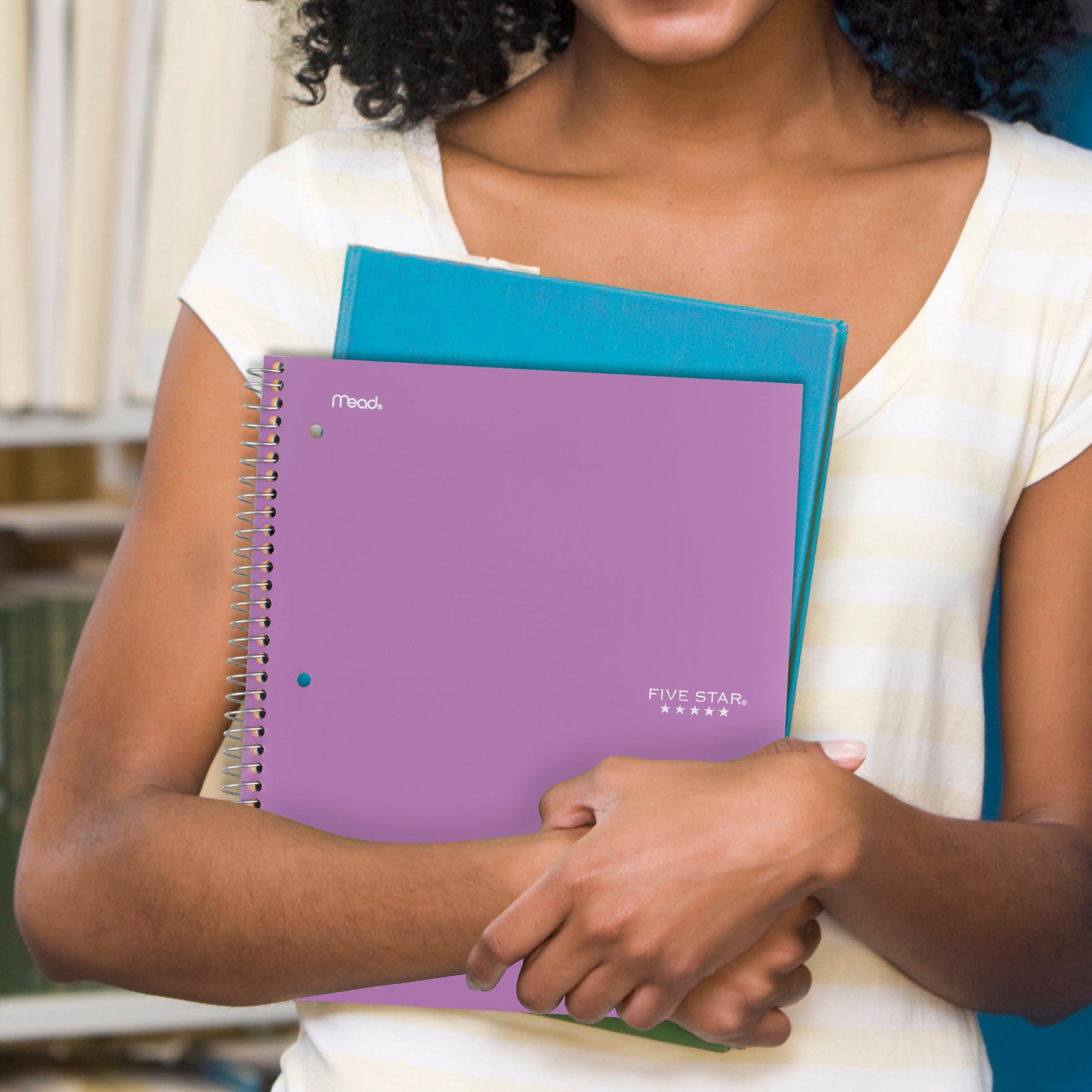 Five Star Spiral Notebook + Study App, 4 Pack, 1 Subject, College Ruled Paper, 8-1/2" x 11", 100 Sheets, Fights Ink Bleed, Water Resistant Cover, Amethyst Purple, Raspberry Pink, White and Seaglass Green (820337-ECM) - Image 2