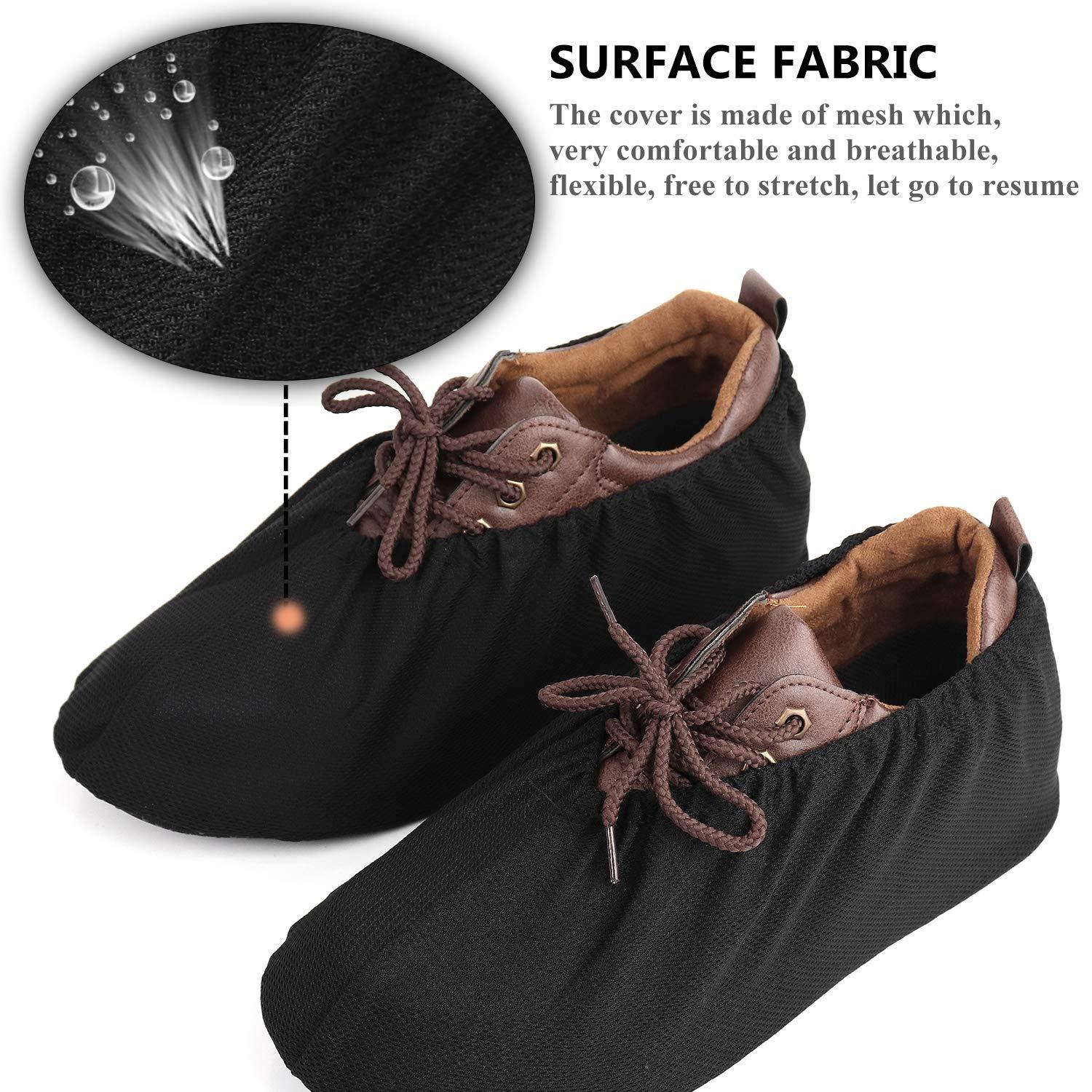 PlasMaller 5 Pairs Black Filmy Mesh Non Slip Washable Reusable Shoes Covers For Household Thickened Boot, S - Image 4