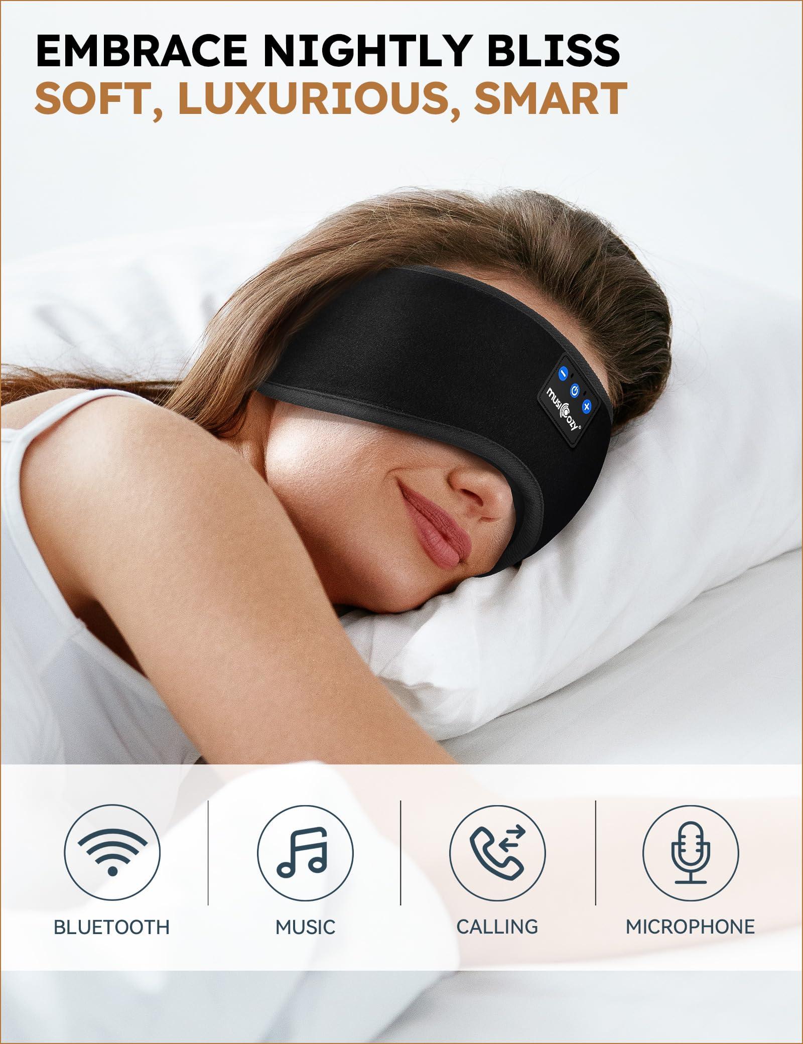 MUSICOZY Sleep Headphones Bluetooth 5.4 Headband Sleeping Eye Mask for Mom Women Men Wireless Music Earbuds Earphones for Side Sleepers Built-in HD Speakers Cool Gadgets Unique Gifts - Image 2