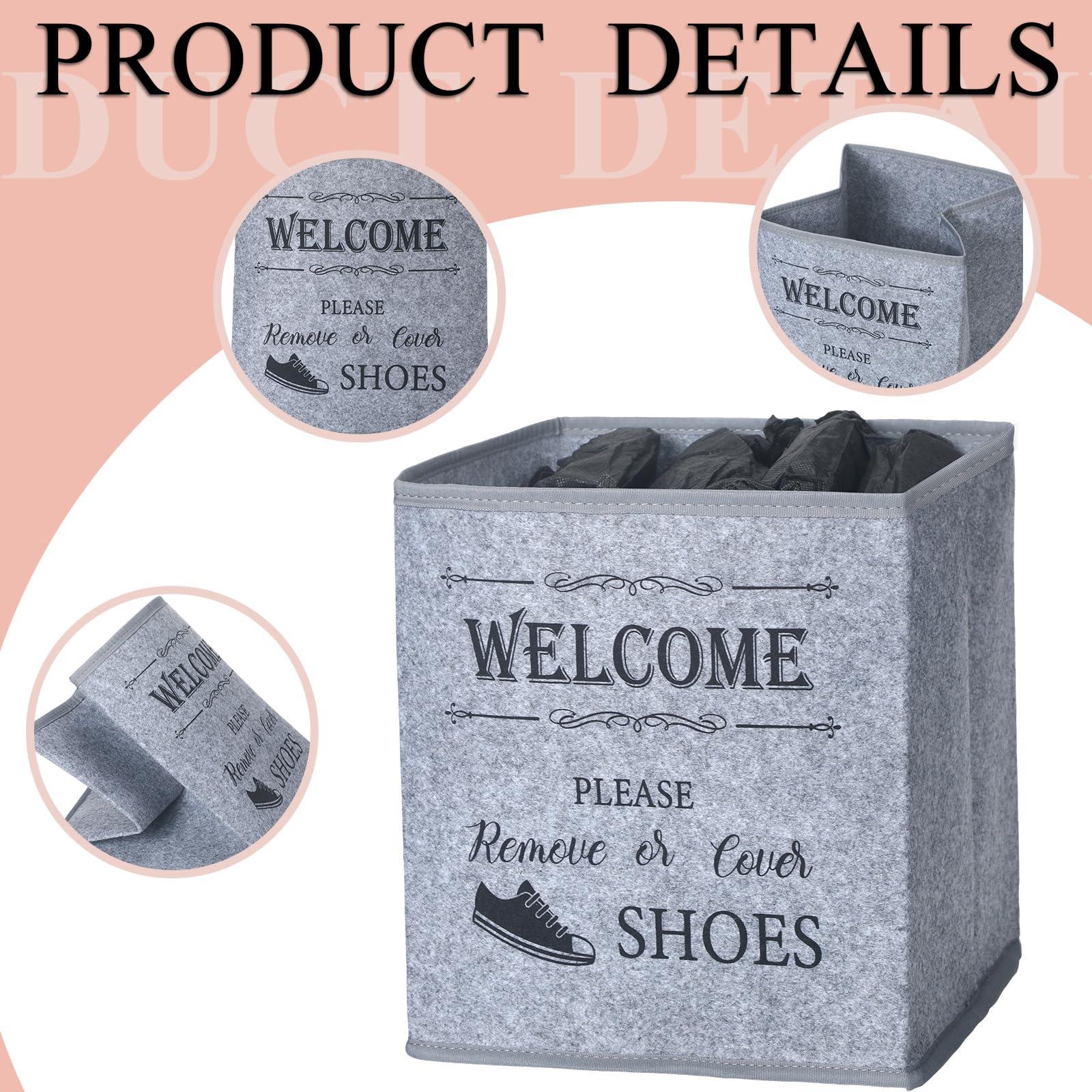 Yiyiring 2 Pcs Shoe Covers Box with 200 Pcs Disposable Non Slip Shoe Covers Booties Foot Dispenser Holder Foldable Storage Box for Indoors Open House Supplies, 10 x 10 x 11 Inch(Black) - Image 4