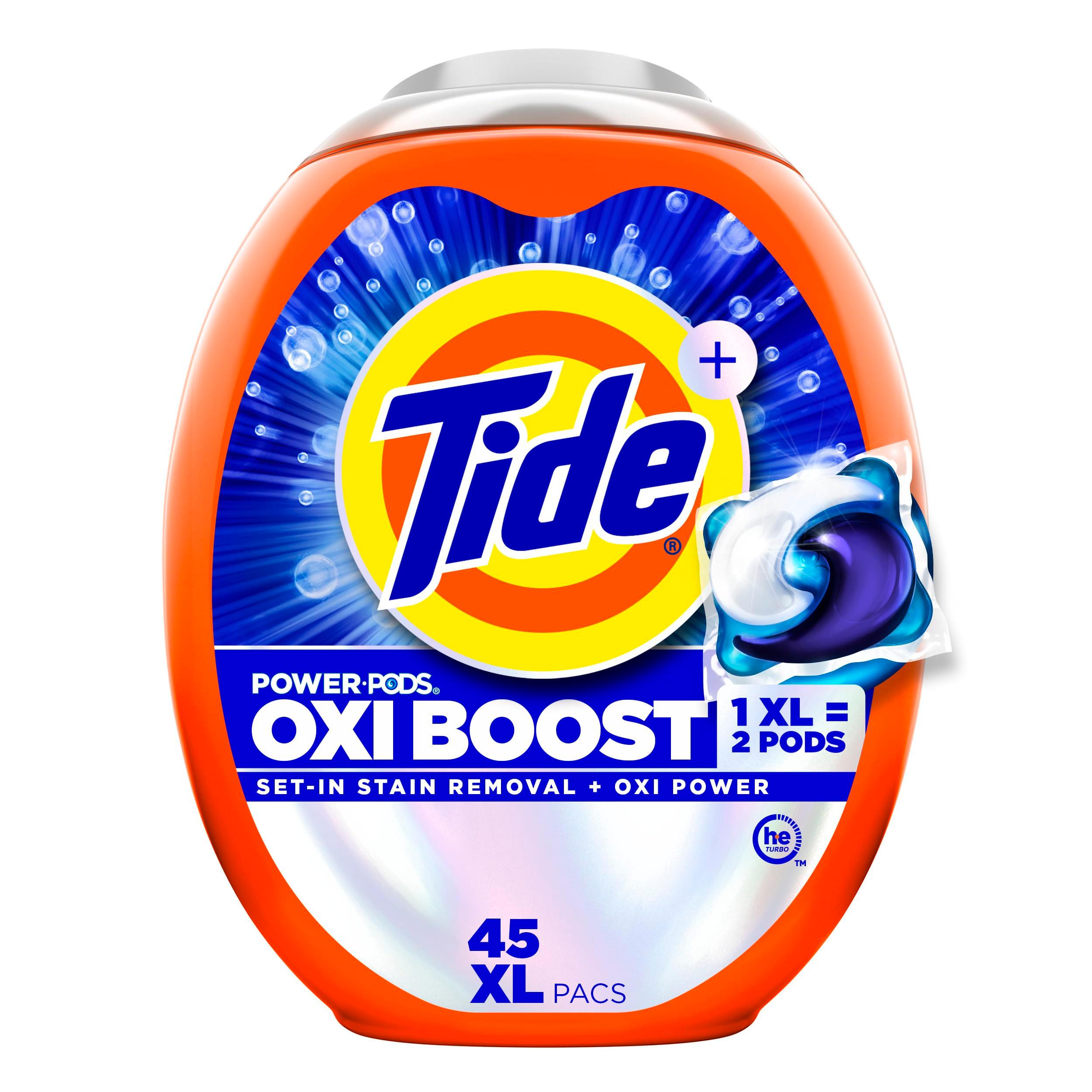Tide Oxi Boost Power PODS Laundry Detergent Pods, 45 Count, Stain Remover Plus Oxi Power