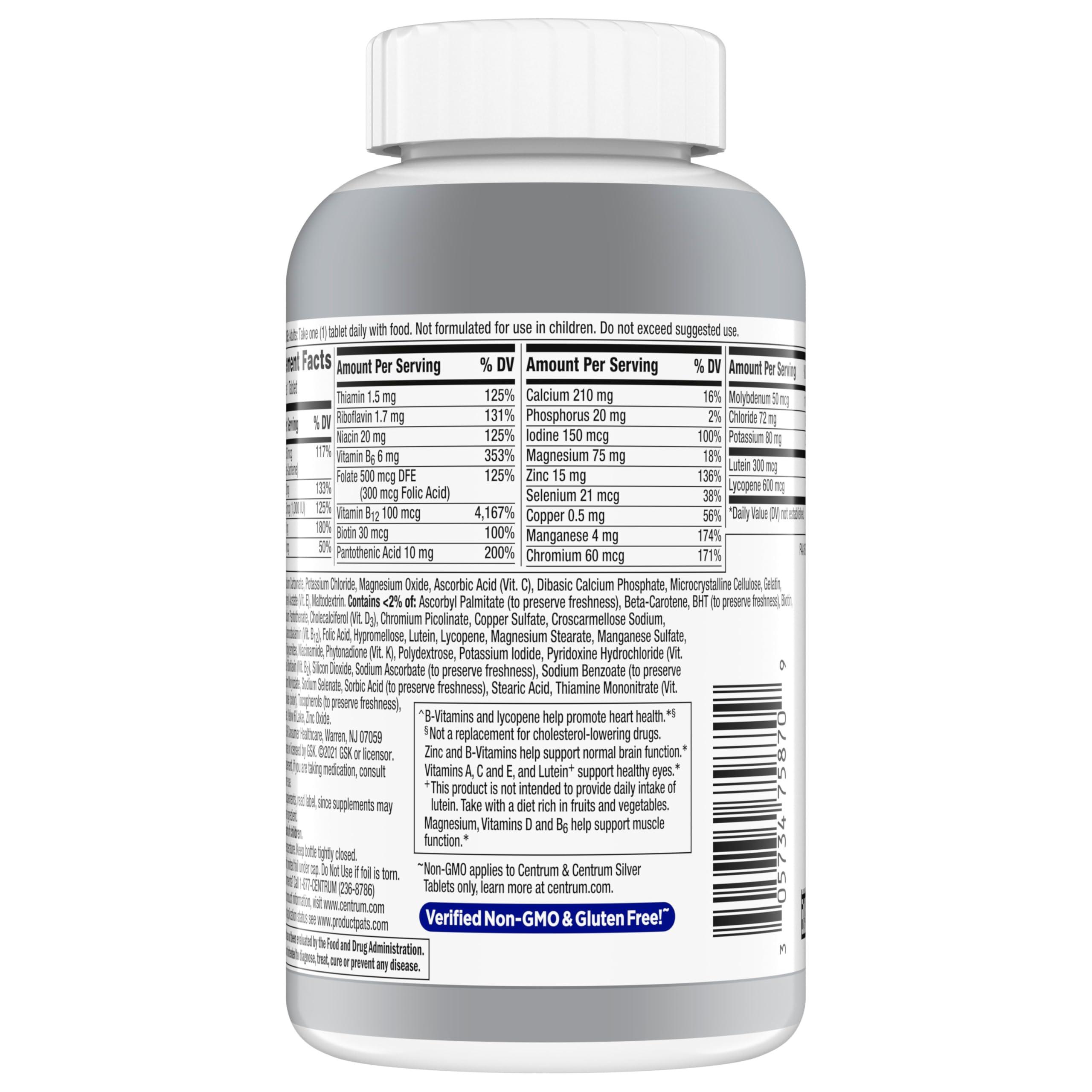 Centrum Silver Men's 50+ Multivitamin with Vitamin D3, B-Vitamins, Zinc for Memory and Cognition - 200 Tablets - Image 15