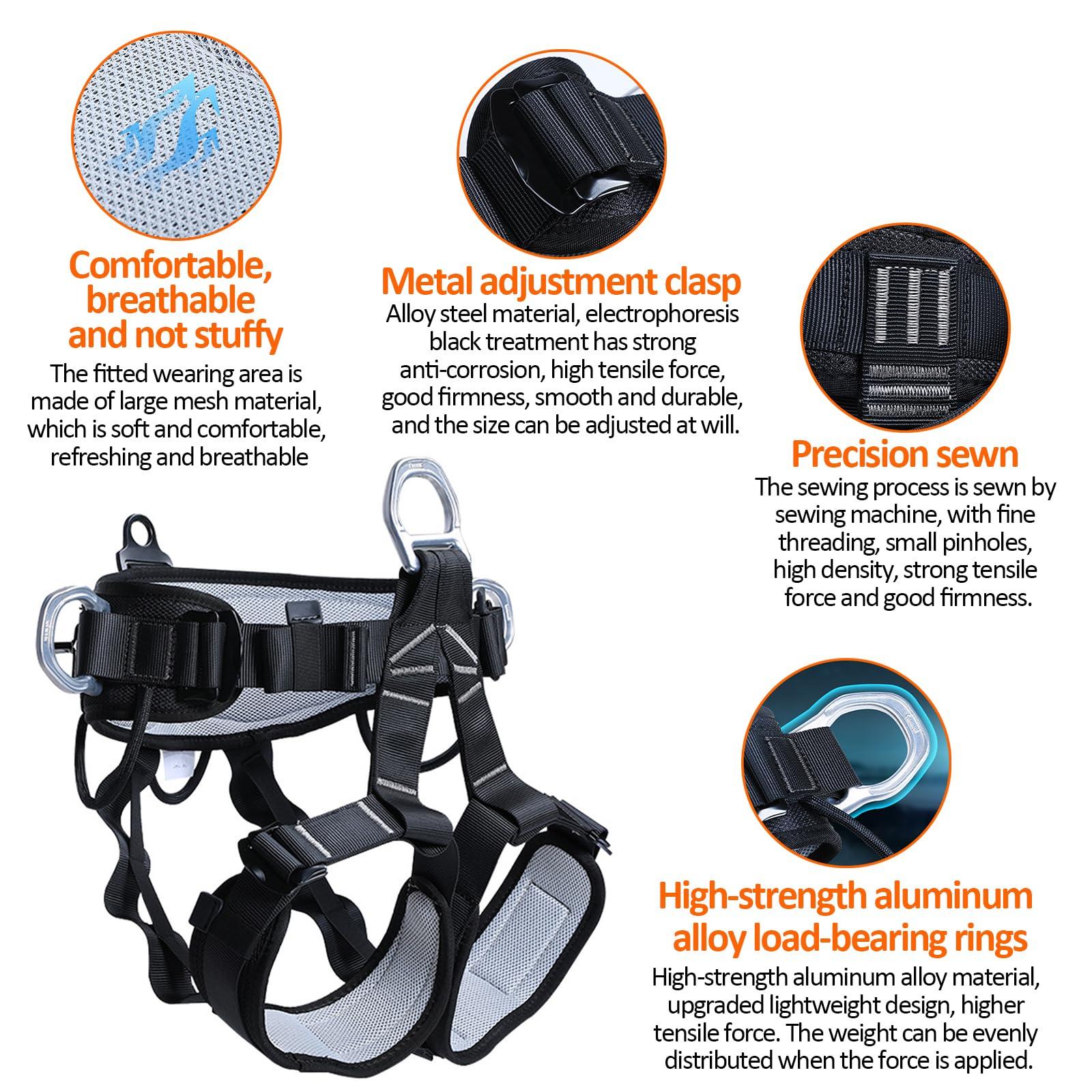 Tree Climbing Gear，Tree Climbing Spikes, Tree Climbing Gear with Adjustable Climbing Straps and Steel Core Flip Line, Rock Climbing Kit with Triple Lock Lanyard Adjuster - Image 4