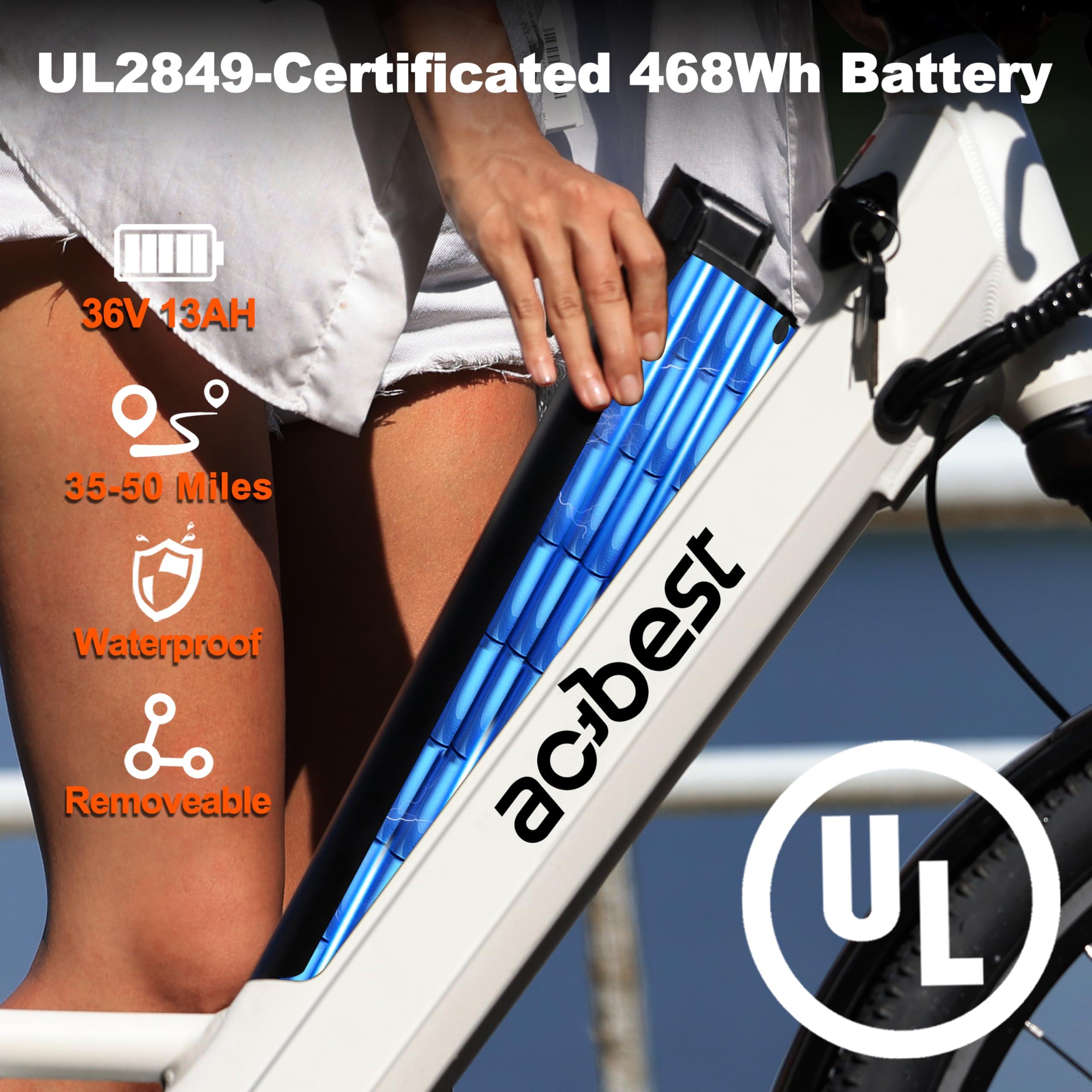 ACTBEST Core Electric Bike for Adults - 468Wh Removable Battery, 26 inch Step Thru Electric Bicycle, Peak 750W Brushless Motor Cityrun Ebike, with 7 Speed, Up to 50 Miles, E-Bikes - Image 3