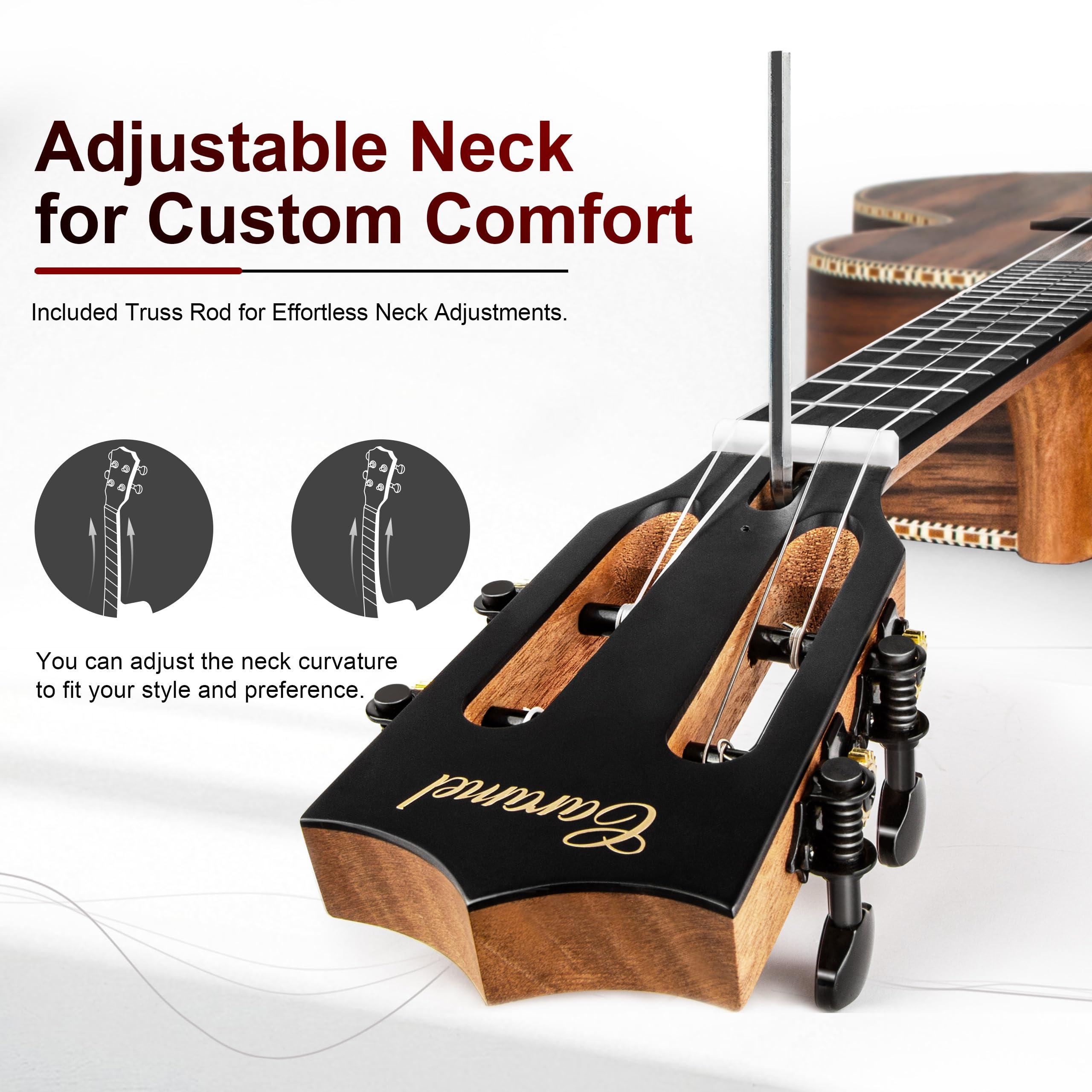 Caramel Ebony Wood Baritone Ukulele 30inch Wood LCD Color Display Electric Ukelele Kit Hawaiian Beginner Guitar Starter Pack Bundle Gig bag, Strap, Strings Set - Image 5