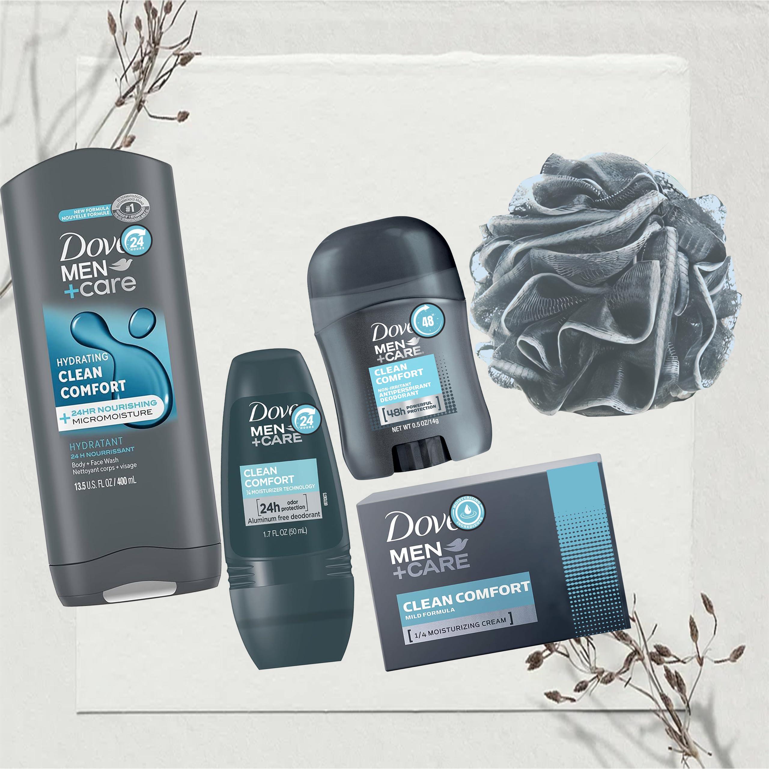 Men+Care Father's Day Gift Set, 5 Piece Set, Men Body Wash Clean Comfort, Clean Comfort Deodorant Stick, Clean Comfort Deodorant Roll On, Clean Comfort Bar Soap,Men's Shower Pouf, Gift Box - Image 3