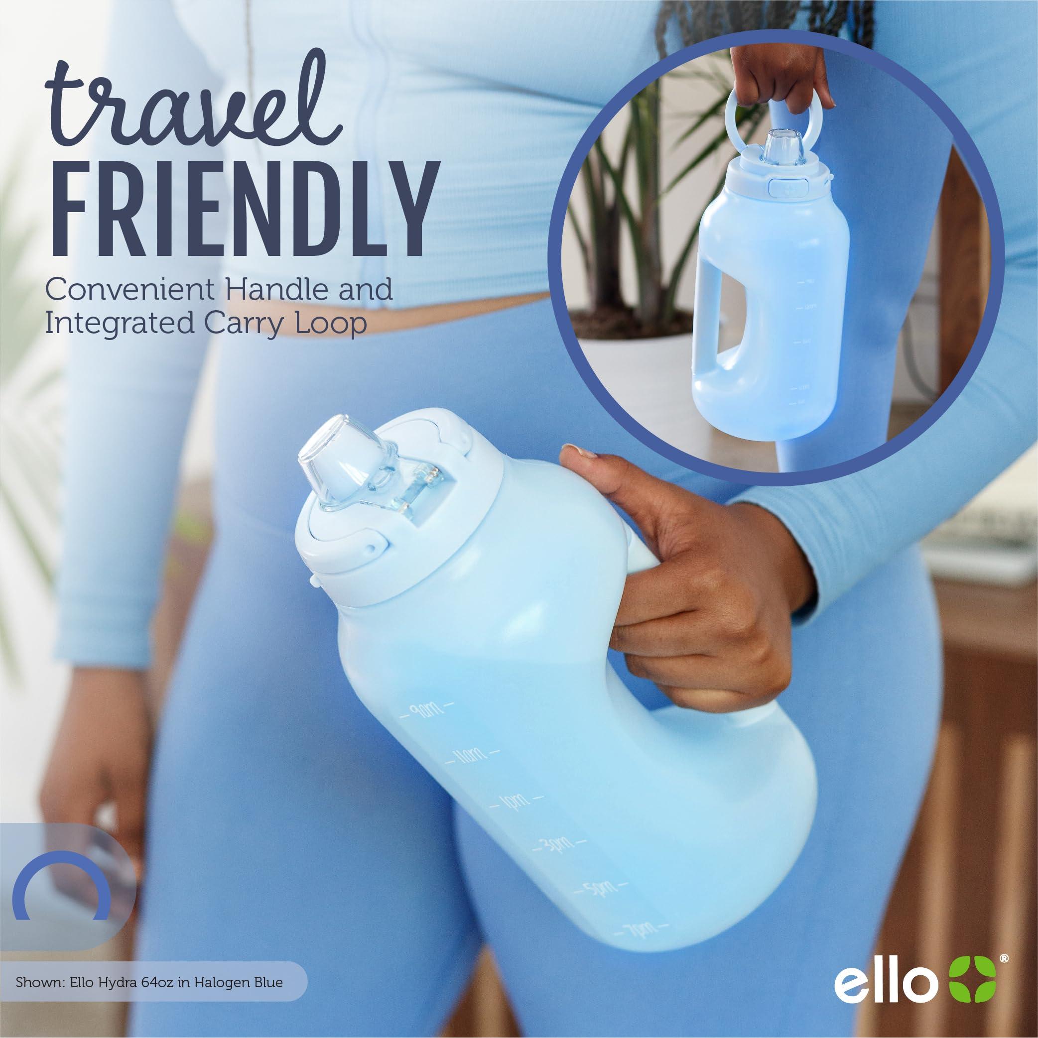 Ello Hydra 64oz Half Gallon Water Jug with Handle and Motivational Time Markers for All Day Hydration, Plastic Reusable Water Bottle with Straw and Locking, Leak Proof Lid, BPA Free, Halogen Blue - Image 6
