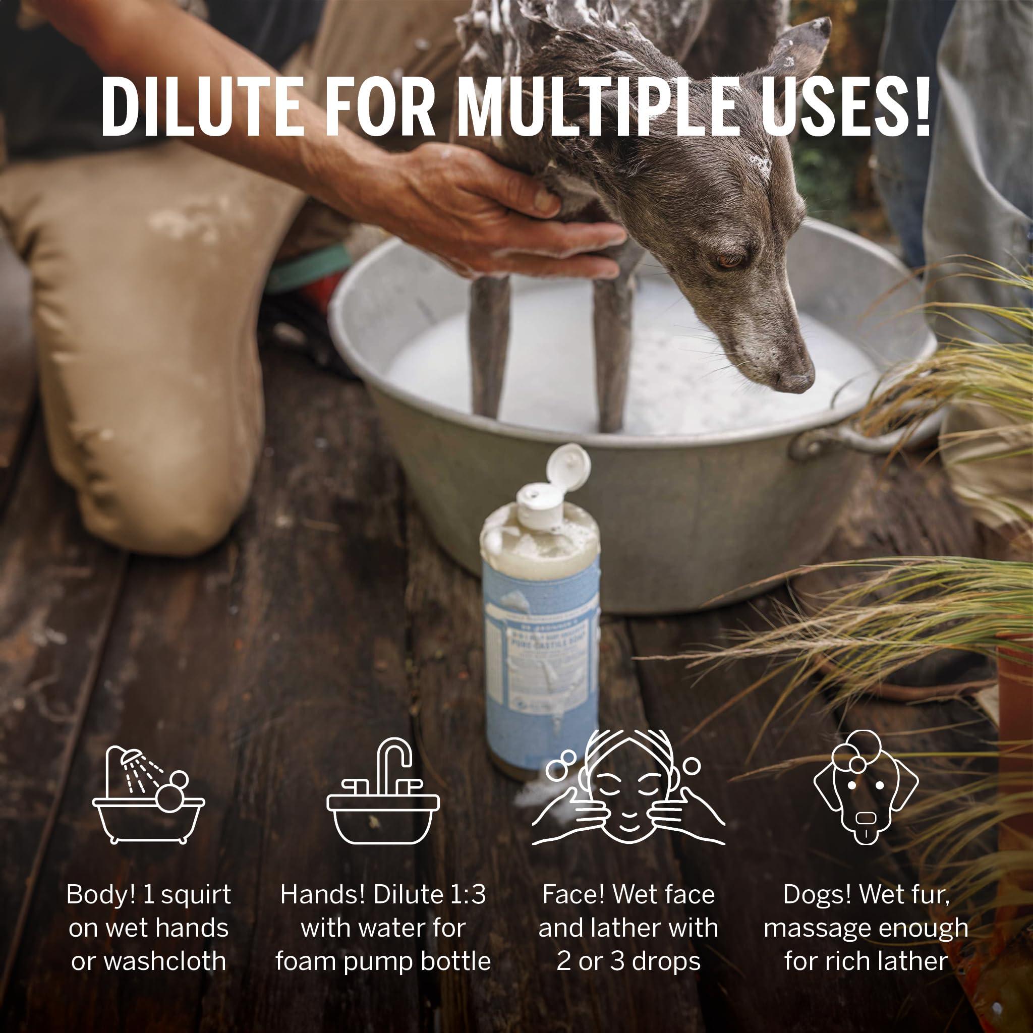 Dr. Bronner's Pure Castile Liquid Soap - Made with Regenerative Organic Certified Oils - 18-in-1 Uses for Face, Body, Hand Gentle on Baby & Sensitive Skin Body Wash Unscented,32oz - Image 4