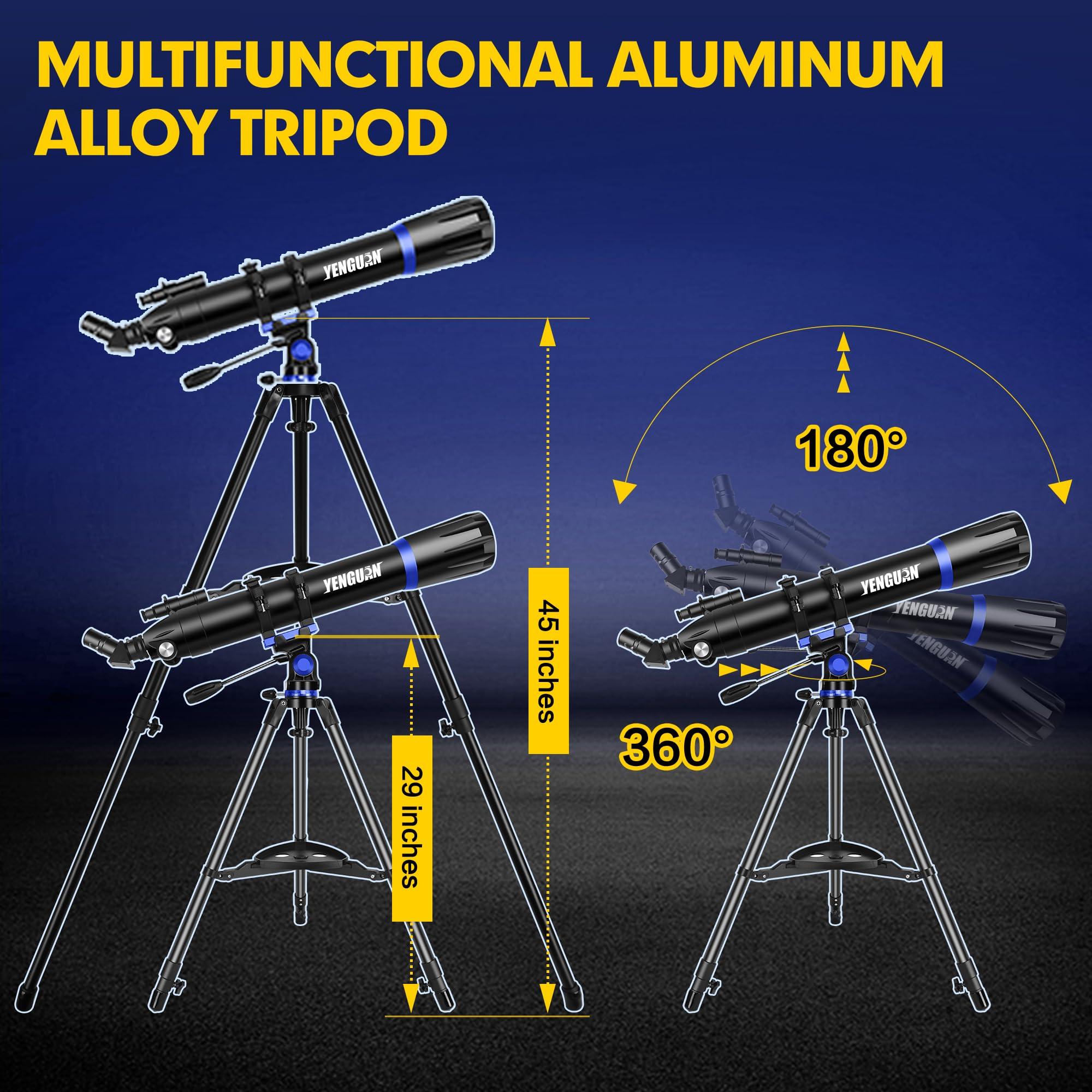 Telescope, 90mm Aperture 800mm-Telescope for Adults & Kids, Professional Refractor Telescopes for Adults High Powered, Beginner-Friendly, Phone Adapter & Stable Stainless Tripod, Portable Carry Bag - Image 4