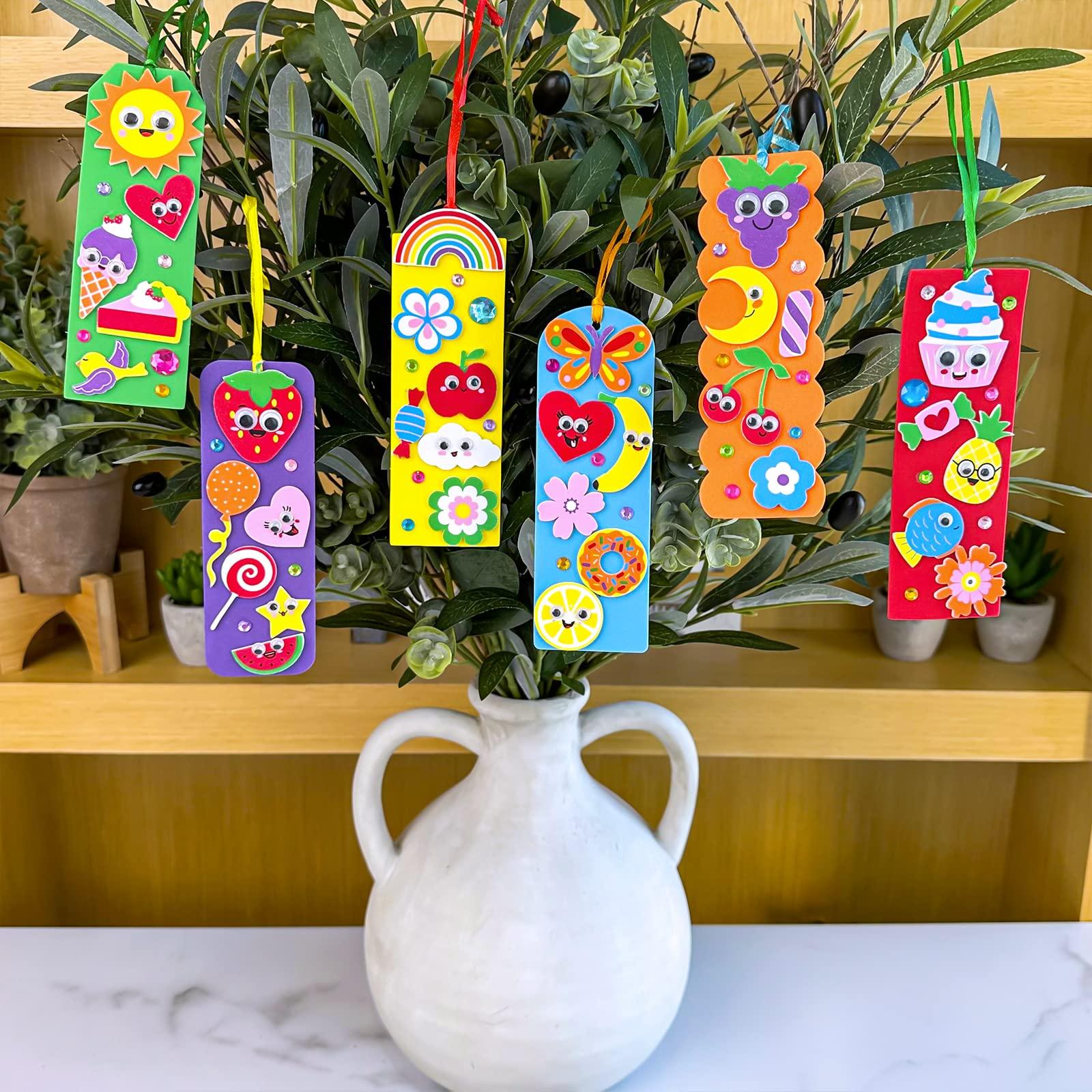 Winlyn 36 Sets Summer Crafts Kits DIY Whimsical Bookmarks Decorations Art Sets Fruits Treats Animals Sun Rainbow Foam Stickers for Kids Classroom Activities Reading Rewards Birthday Camp Party Favors - Image 2