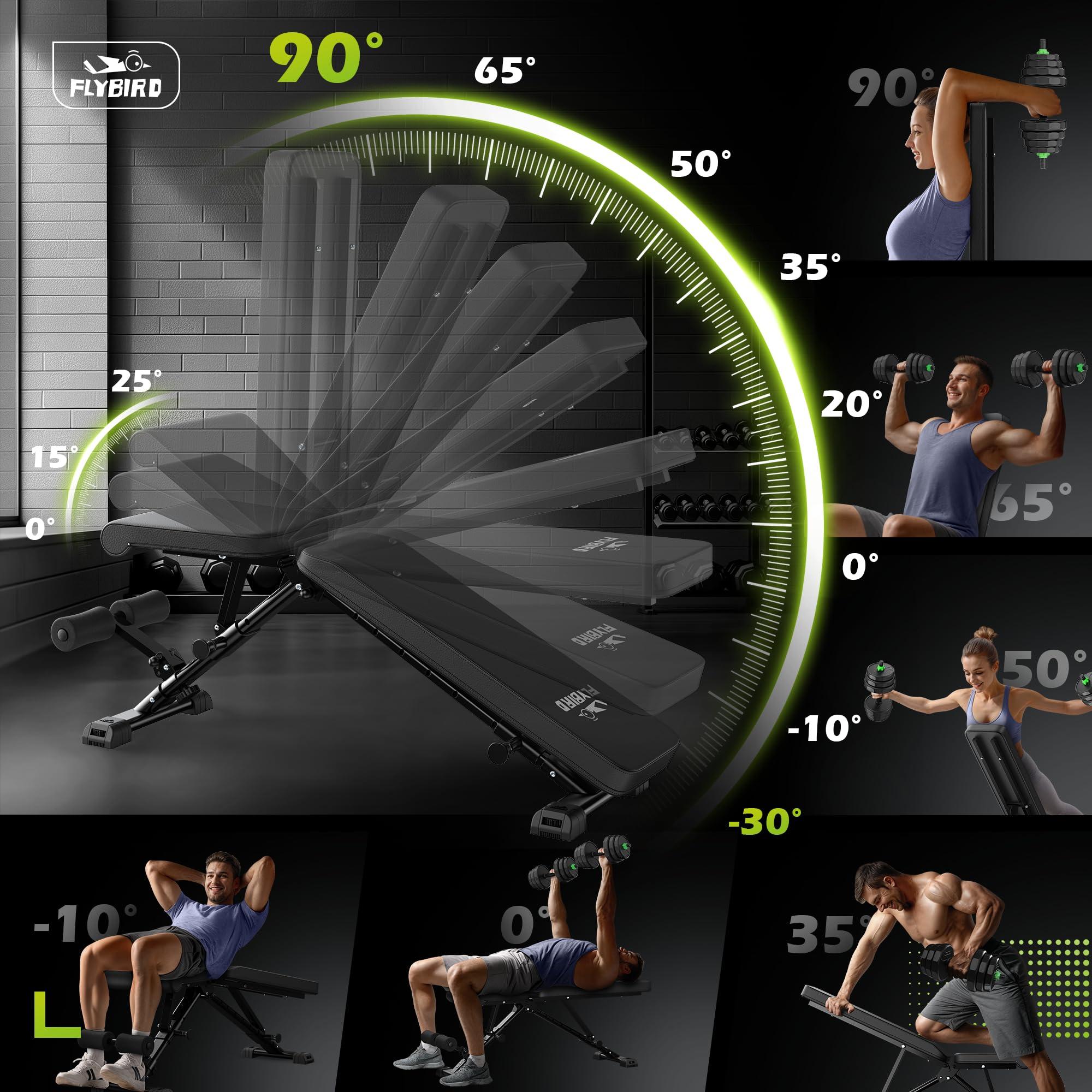 FLYBIRD Weight Bench, Adjustable Strength Training Bench for Full Body Workout with Fast Folding-New Version - Image 5