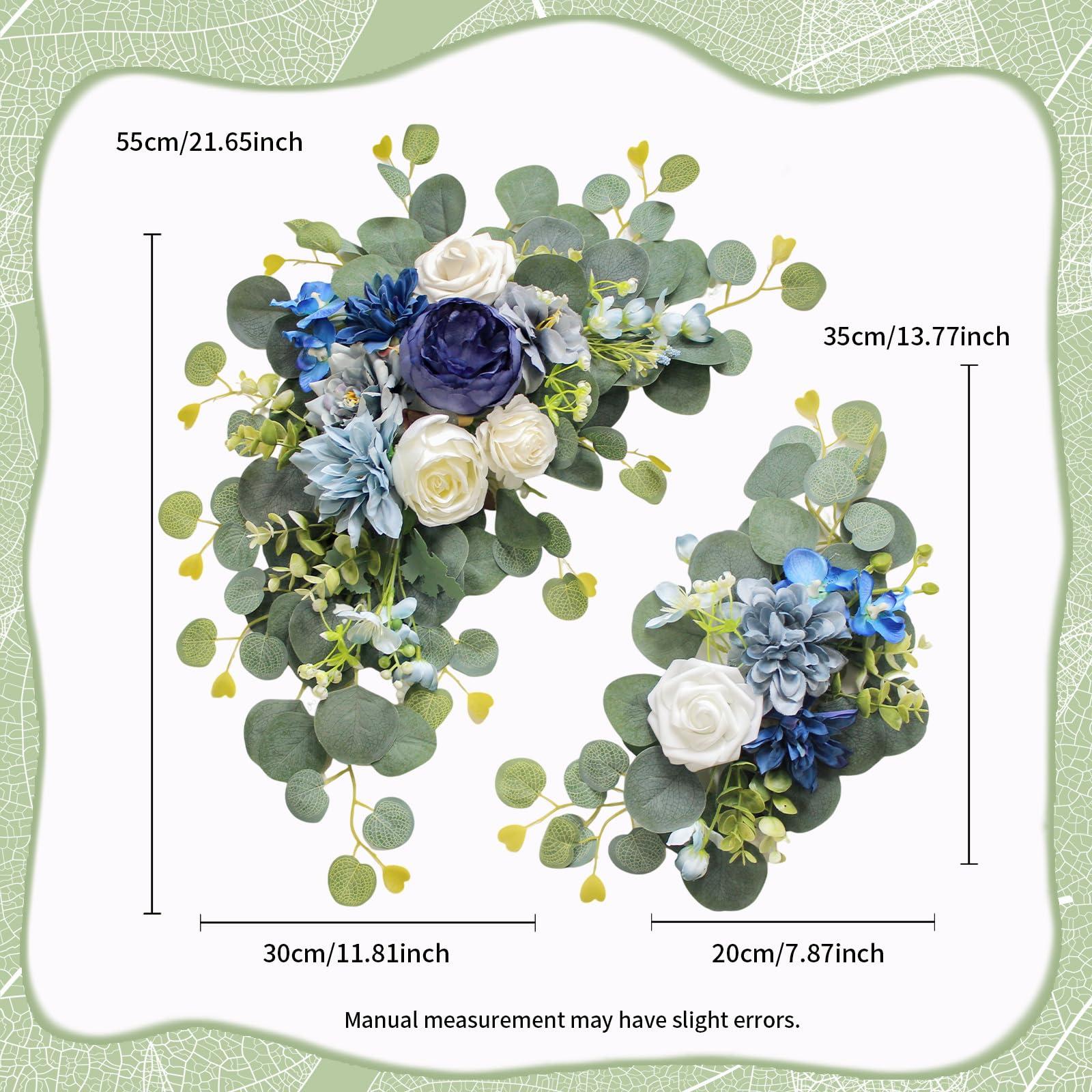 Odouzy Artificial Wedding Arch Flowers for Wedding Sign,Set of 2 for Wedding Welcome Ceremony Sign,Faux Floral Swags,Wedding, Banquet and Reception Backdrop Floral Decoration (Blue) - Image 3