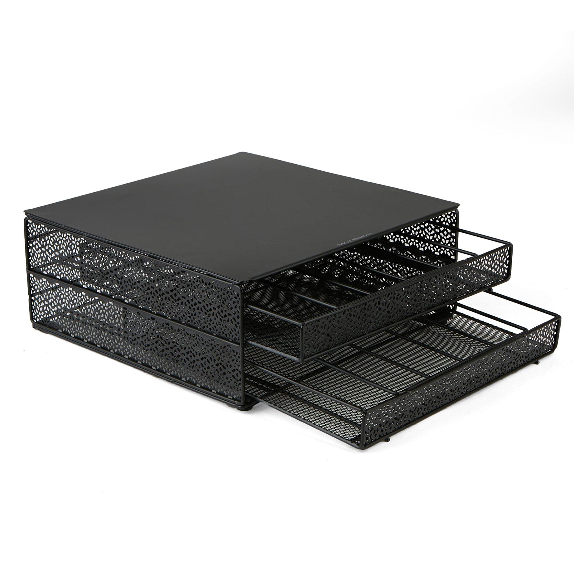 Mind Reader Single Serve Coffee Pod Organizer with 2 Drawers, 72 Pod Capacity, Metal Mesh, 13"L x 12.75"W x 5"H, Black - Image 9