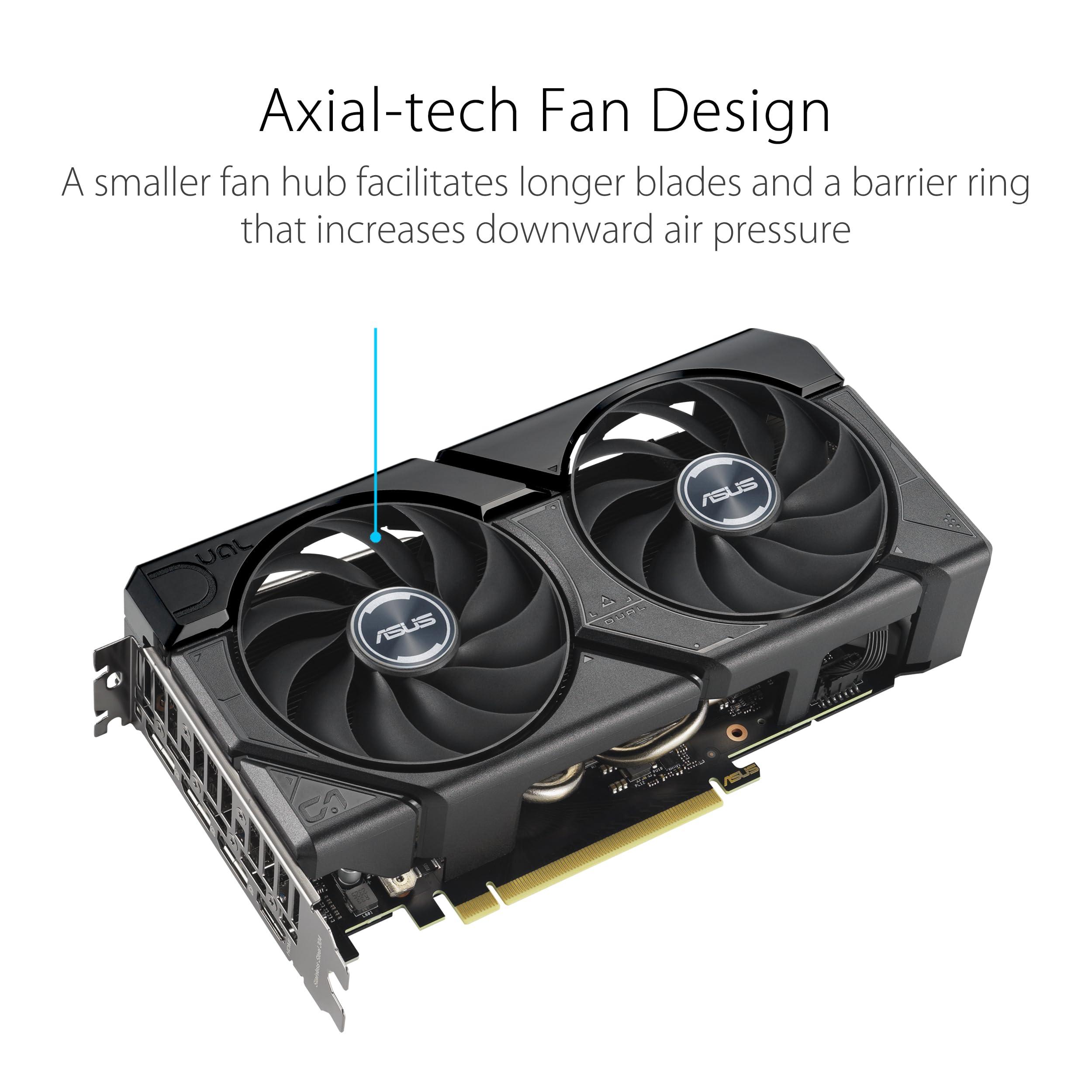 The SFF-ready ASUS Dual GeForce RTX™ 4070 EVO OC Edition 12GB GDDR6 (PCIe 4.0, 12GB GDDR6, DLSS 3, HDMI 2.1a, DisplayPort 1.4a, 2.5-slot design, Axial-tech fan design, 0dB technology) - Image 3